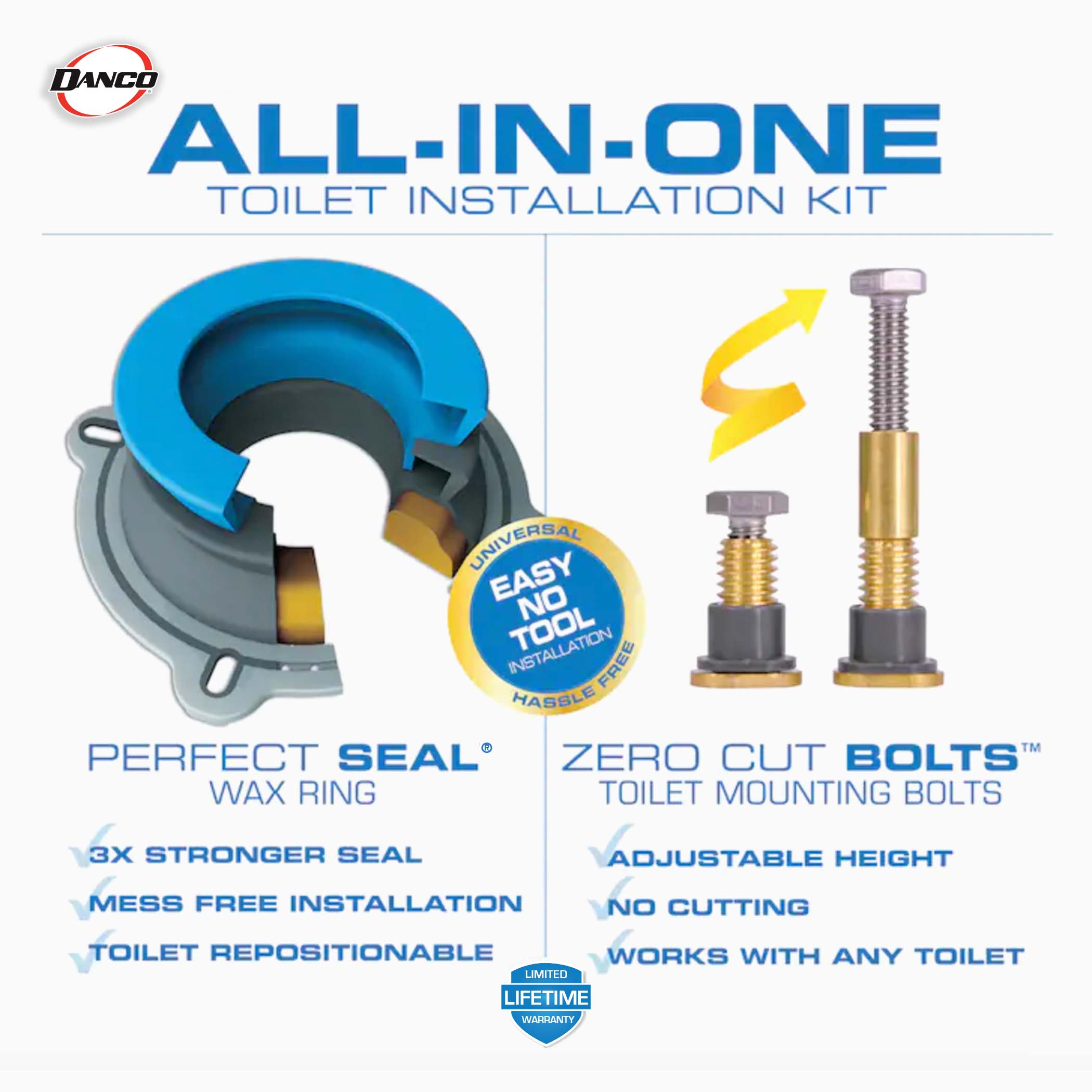 Toilet Wax Ring Kit For Floor Outlet Toilets New Install Or Re- Include  Closet Bolts,bolt Caps,flan