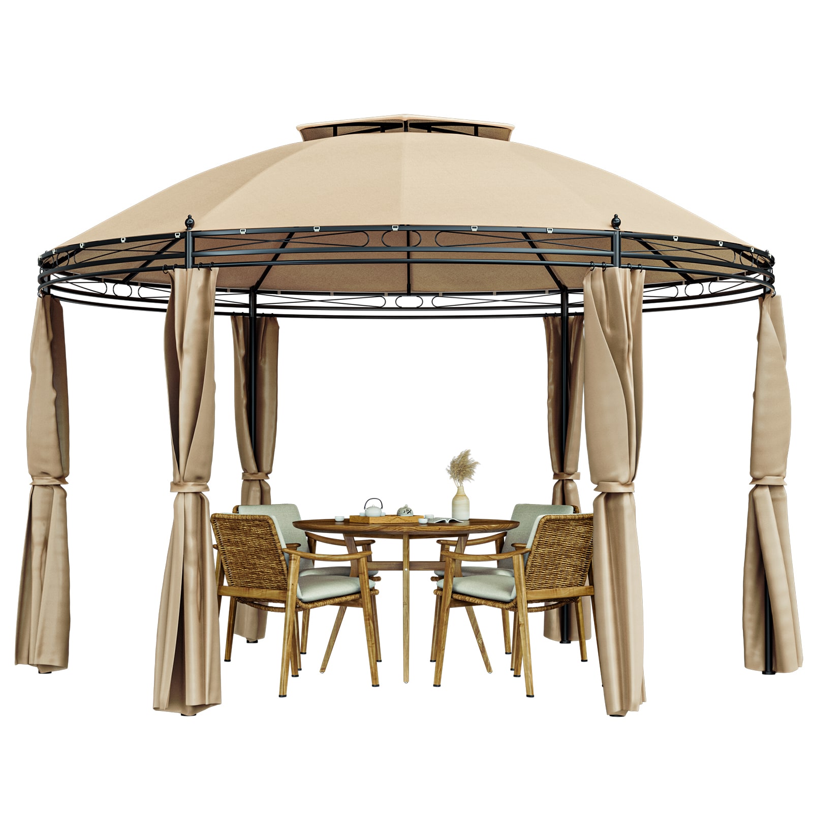 Forclover HYFC-0384BN Brown Round Semi-permanent Soft top Roof (Screen Included)