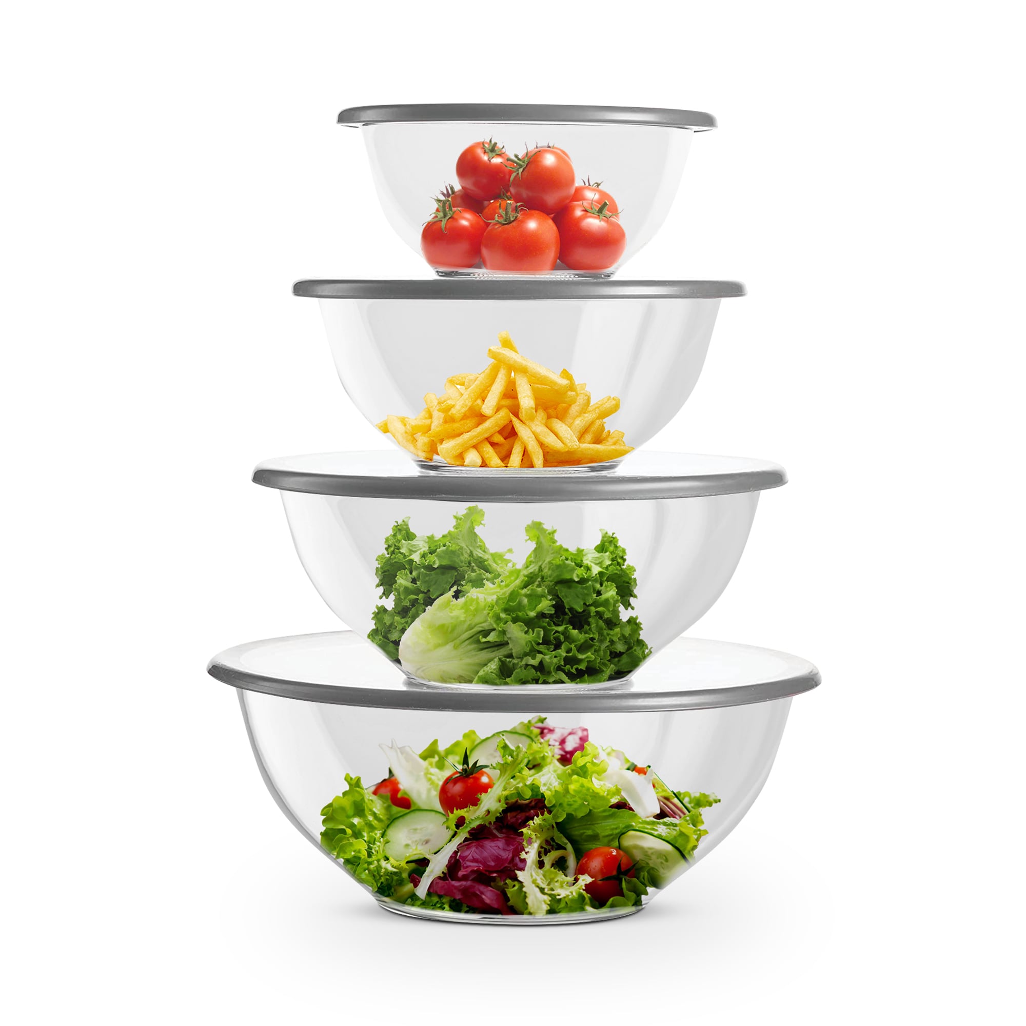 MegaChef 5-Piece Stainless Steel Silver Mixing Bowl Set with Lids