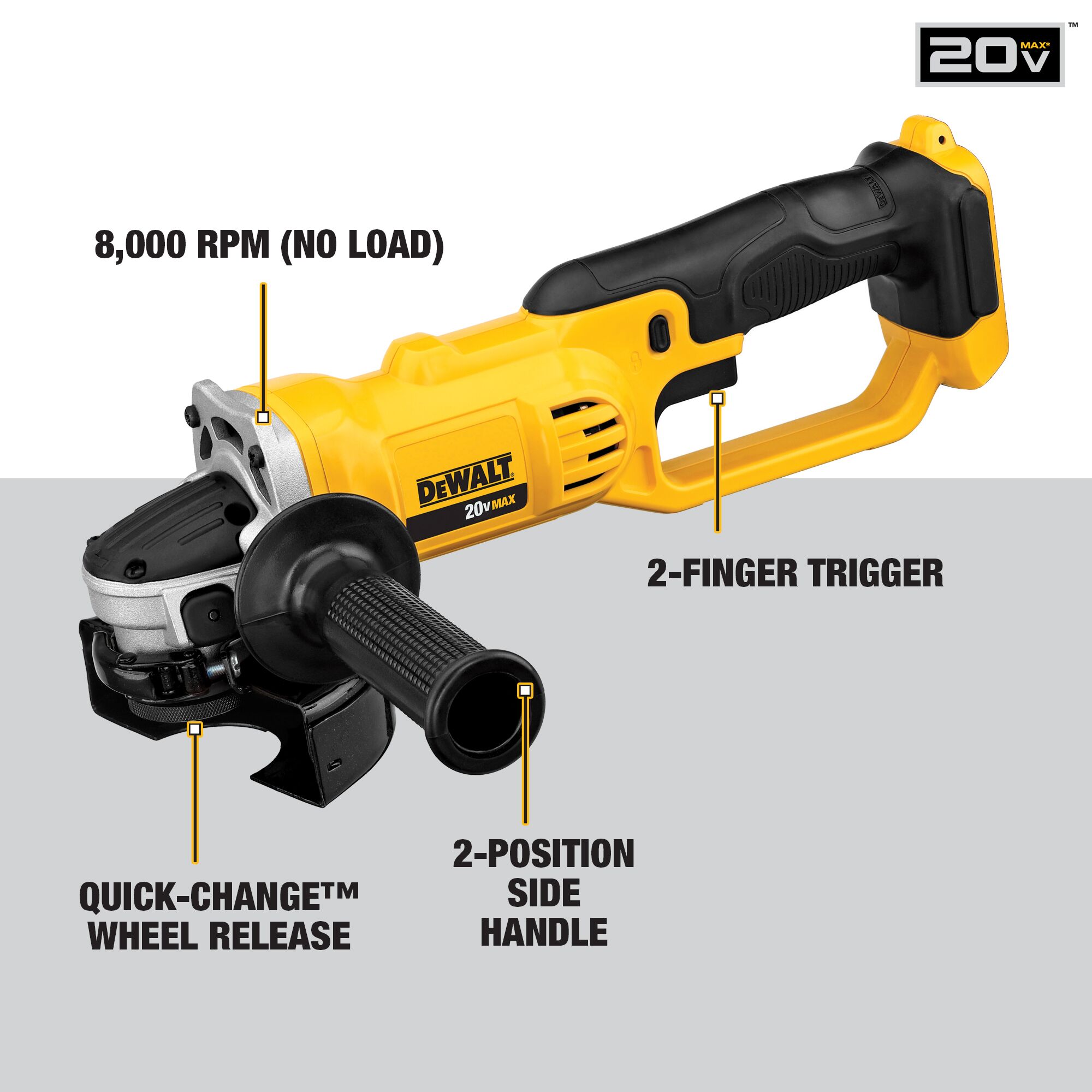 DEWALT 4.5-in 20-volt Max Trigger Cordless Angle Grinder (Tool Only) in Angle Grinders department at Lowes.com