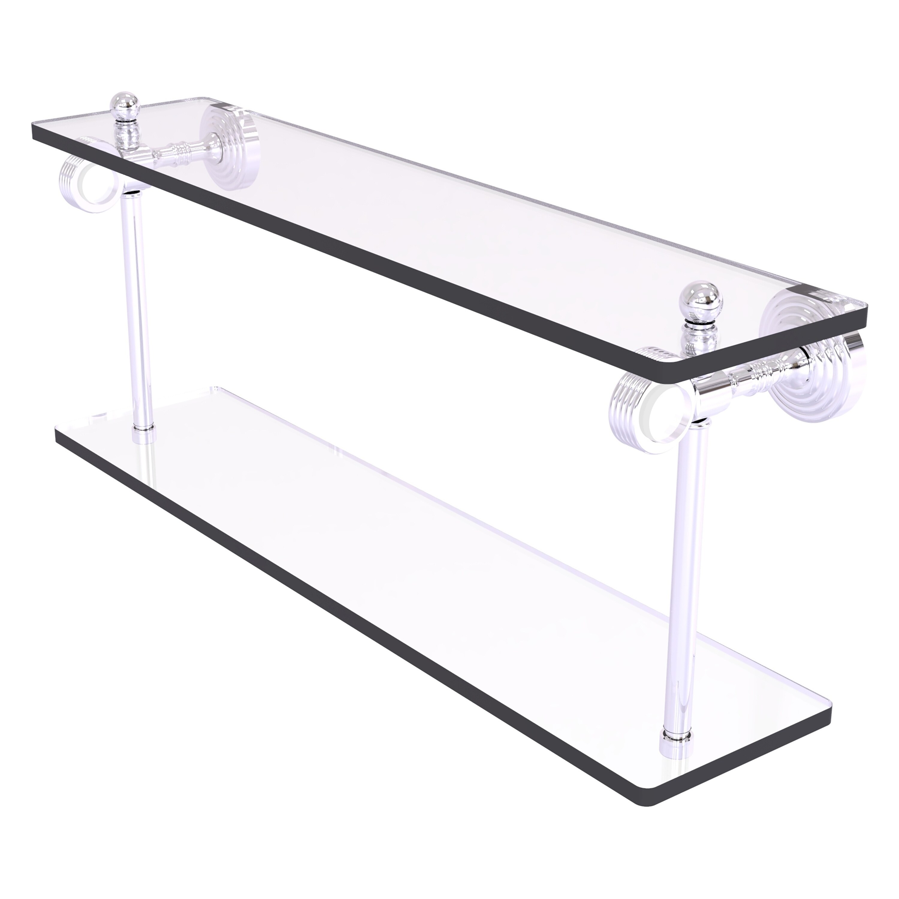 Allied Brass PG-2G-22-PC Pacific Grove Polished Chrome 2 -Tier Wall mount Bathroom Shelf ( 22-in x 9.3-in x 5-in )