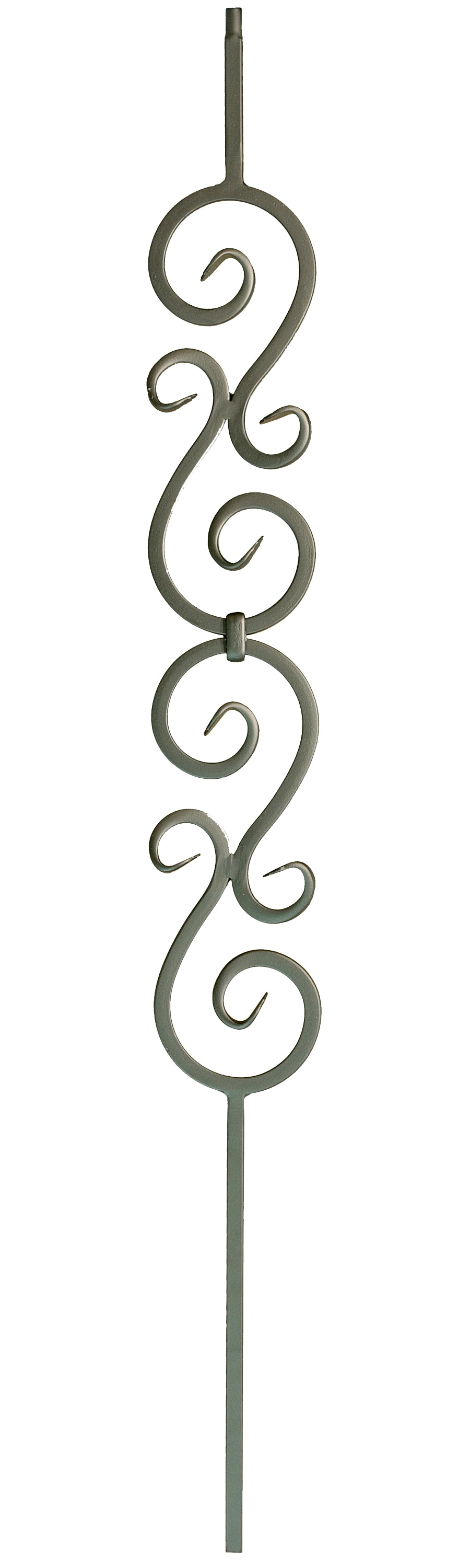 WM Coffman 800486 44-in x 0.5-in Flat Black Wrought Iron Pin Top Scroll Stair Baluster