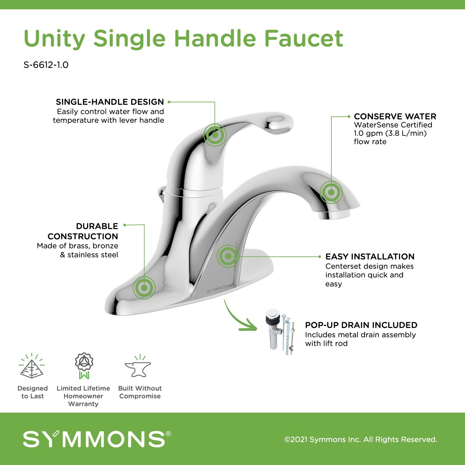 Symmons S-6612-1.0 Lavatory-Faucets - View #3