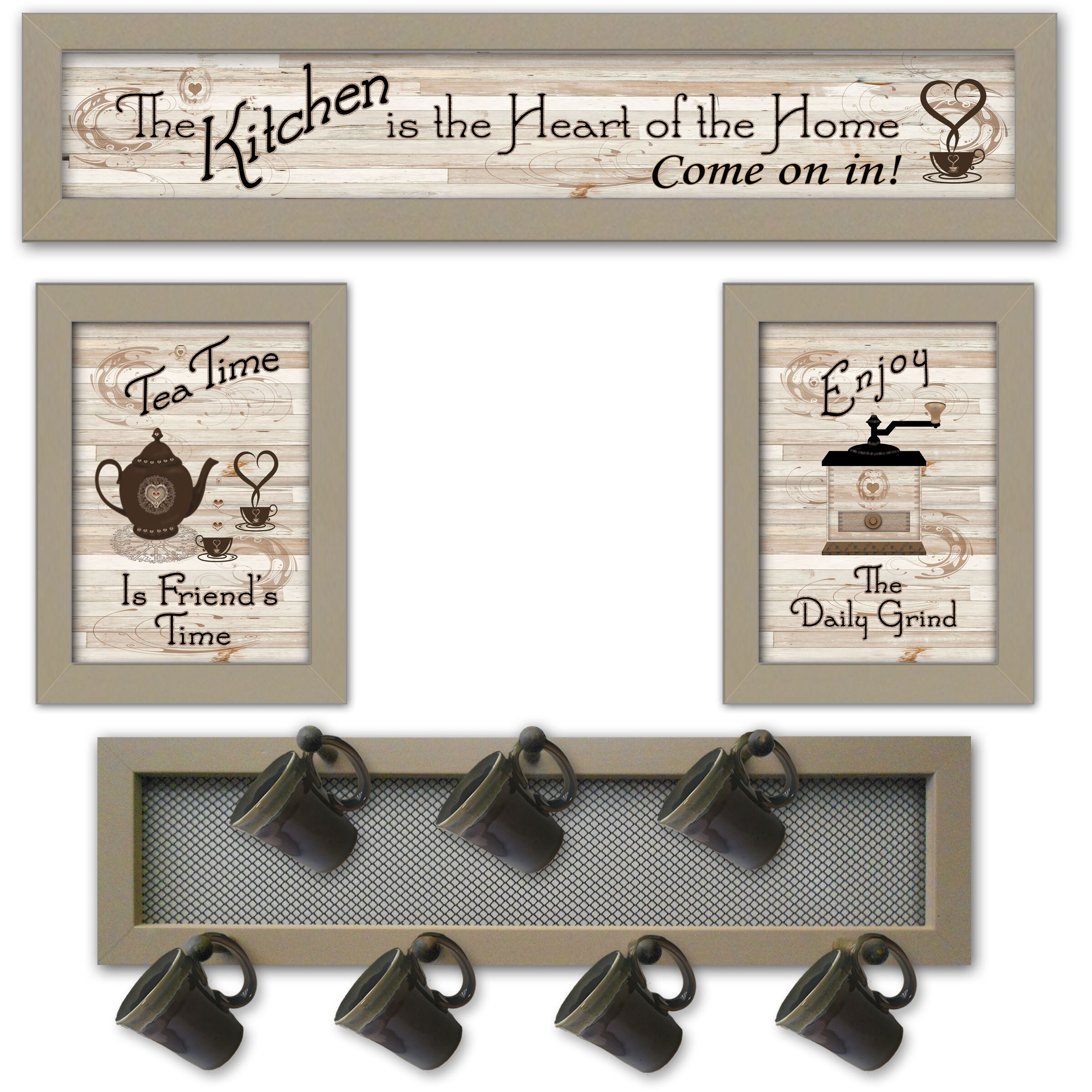 Trendy Decor 4U V433-MPH-779SG Kitchen Collection Iv Millwork Engineering Light Brown Wood Framed 10-in H x 32-in W Vintage/Retro Paper Print