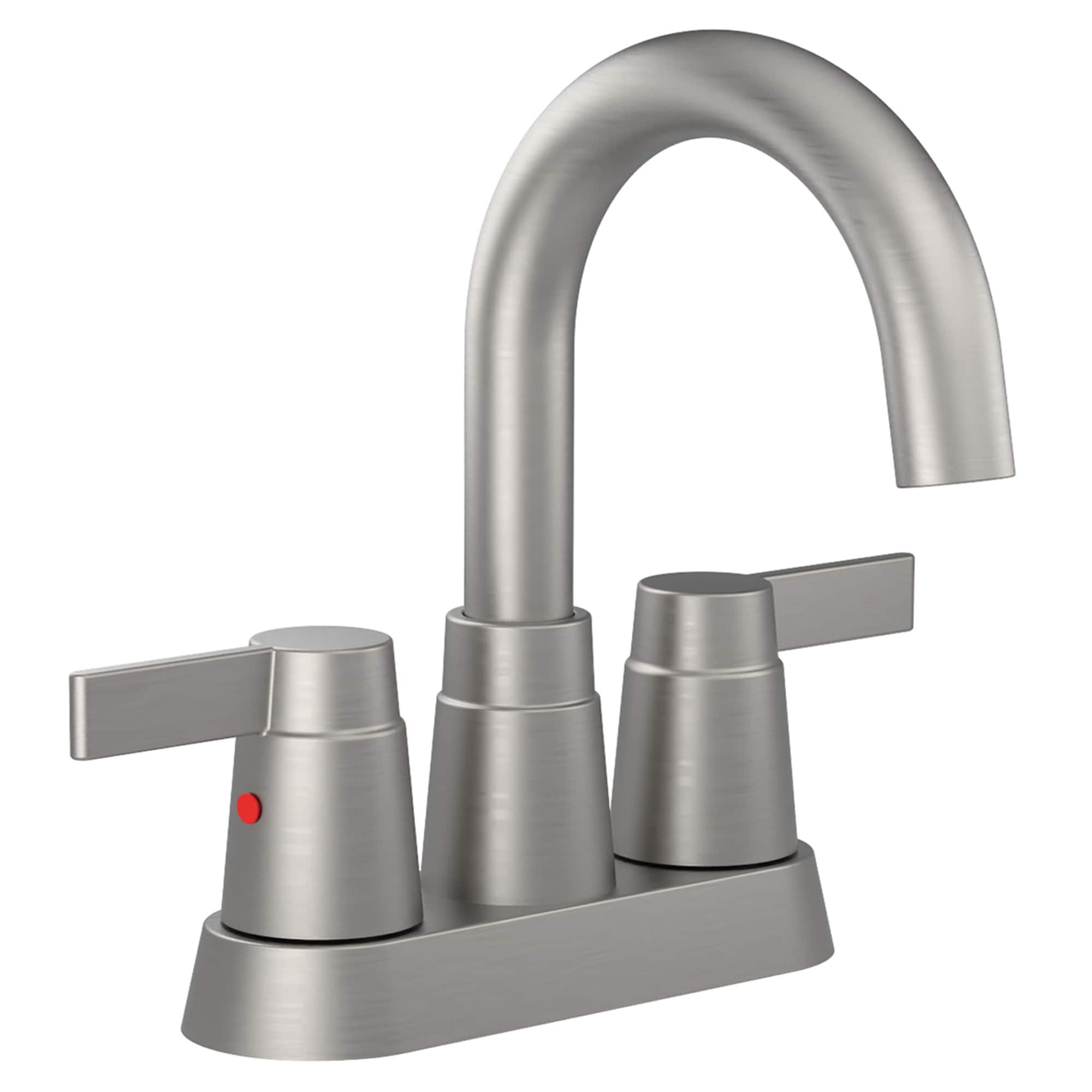 Vorene - Brushed Nickel 4 in Centerset Bathroom Faucet 2 Handle 3 Hole 360 Degree High Arc Swivel...