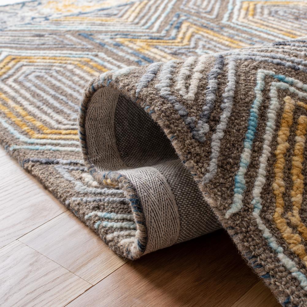 Handmade Gray Wool Tufted Reversible Square Rug, 6'