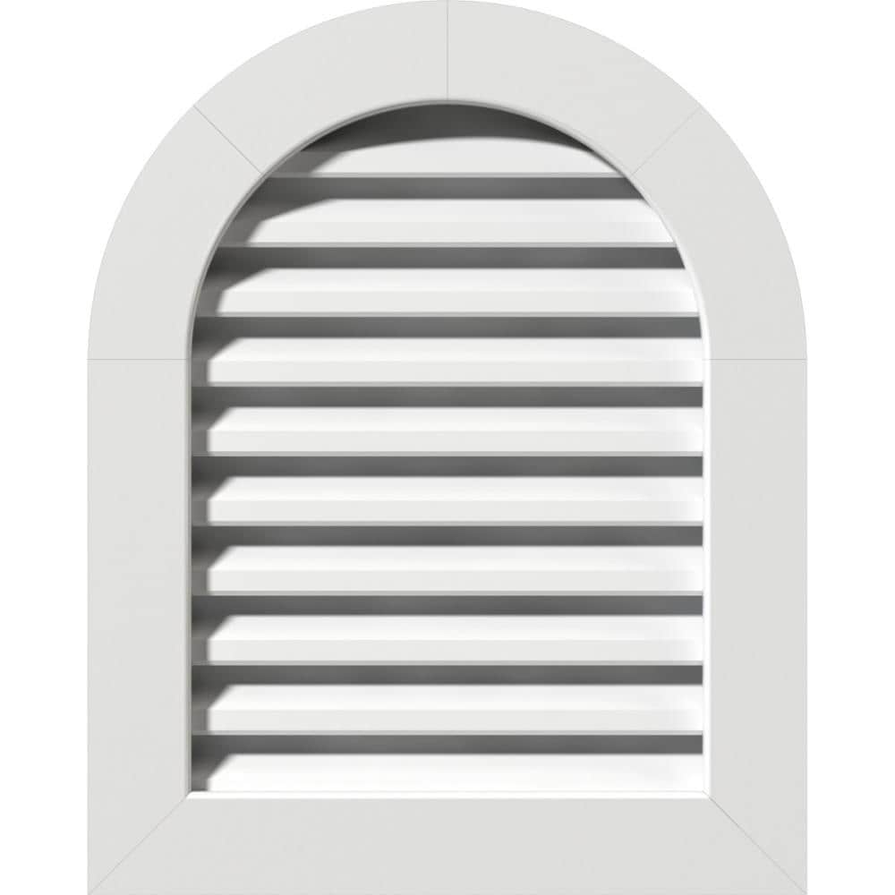 Ekena Millwork GVPRT30X3401FUN 30-in x 34-in Off-white Round top PVC Gable Louver Vent