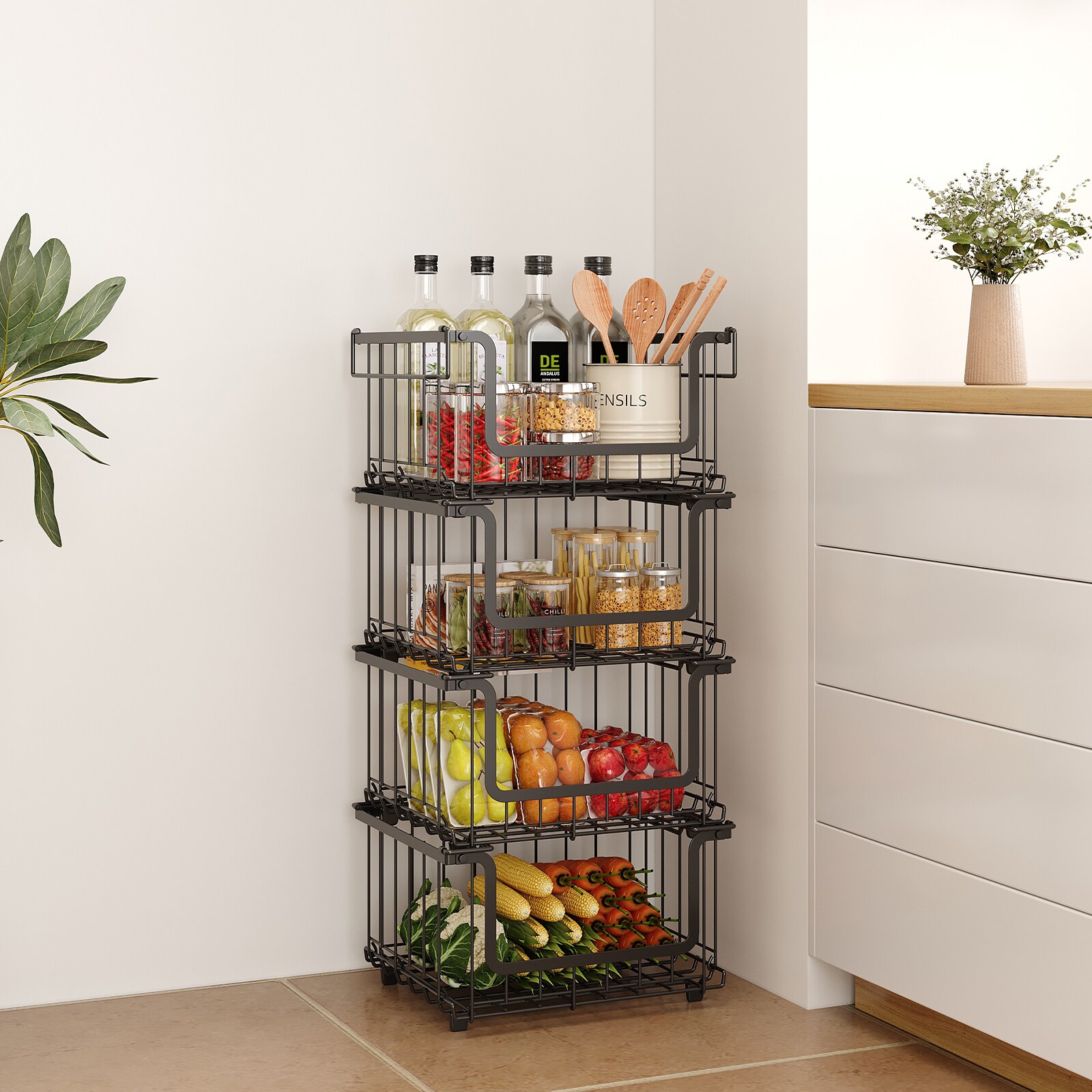 Garvee 4Piece Kitchen Iron Wire Storage Basket Set Multifunctional Home ...