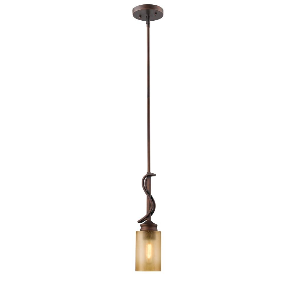 Golden Lighting 1051-M1L SBZ Hidalgo Sovereign Bronze Rustic Tinted Glass Cylinder Mini Pendant Light
