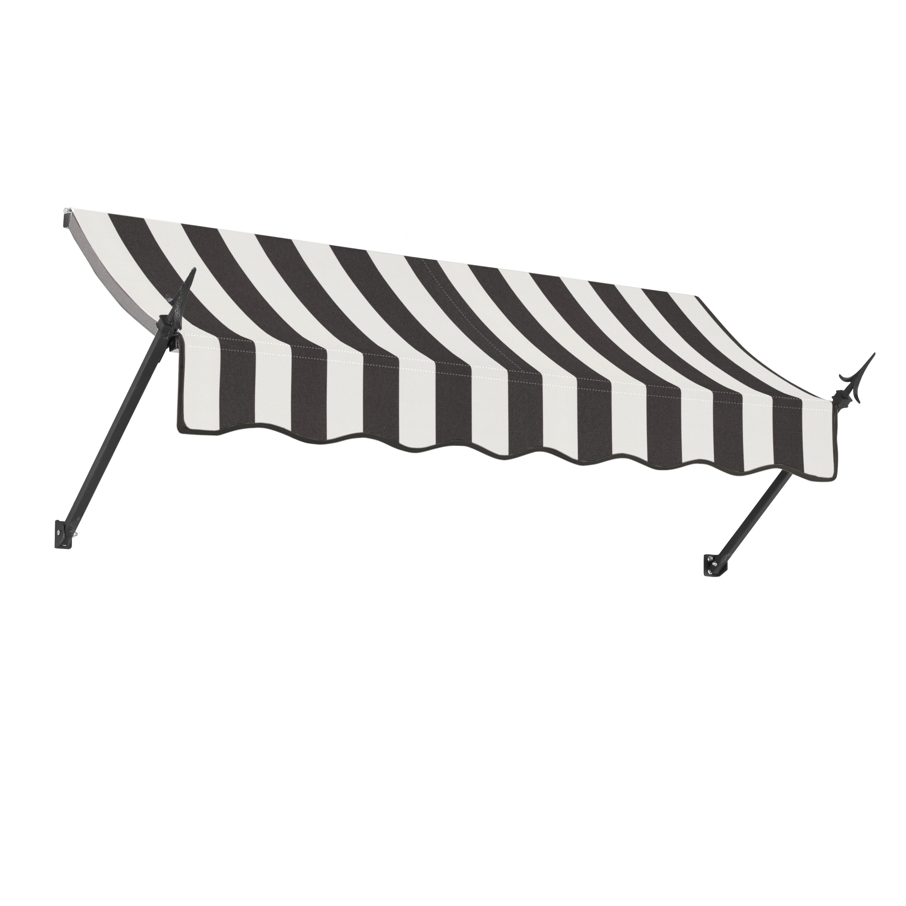 Awntech NO32-L-8KW New Orleans 100.5-in Wide x 24-in Projection x 36-in Height Fabric Black/White Stripe Striped Fixed Window/Door Awning