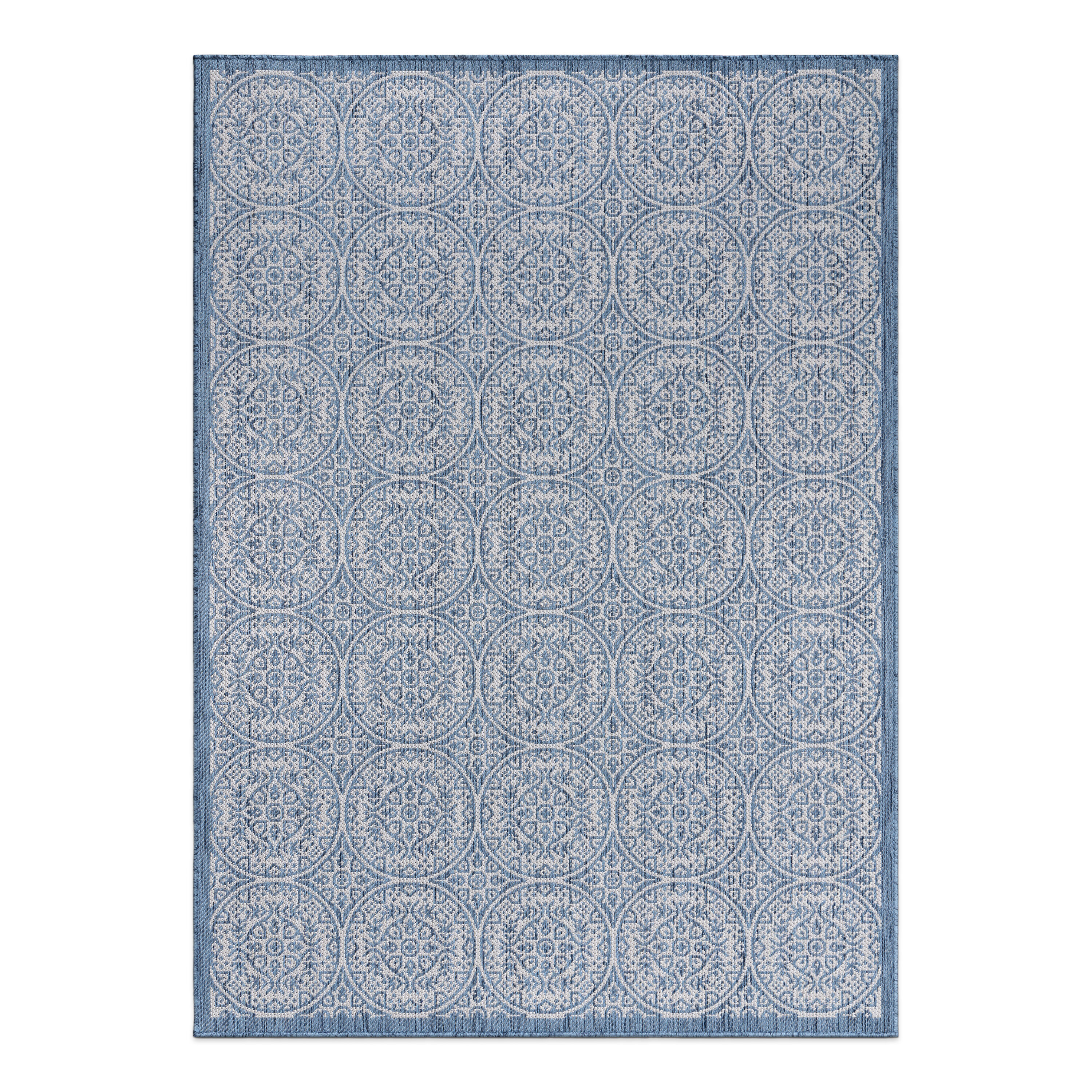 Contemporary Floral Blue 5' x 7' Indoor/Outdoor Area Rug