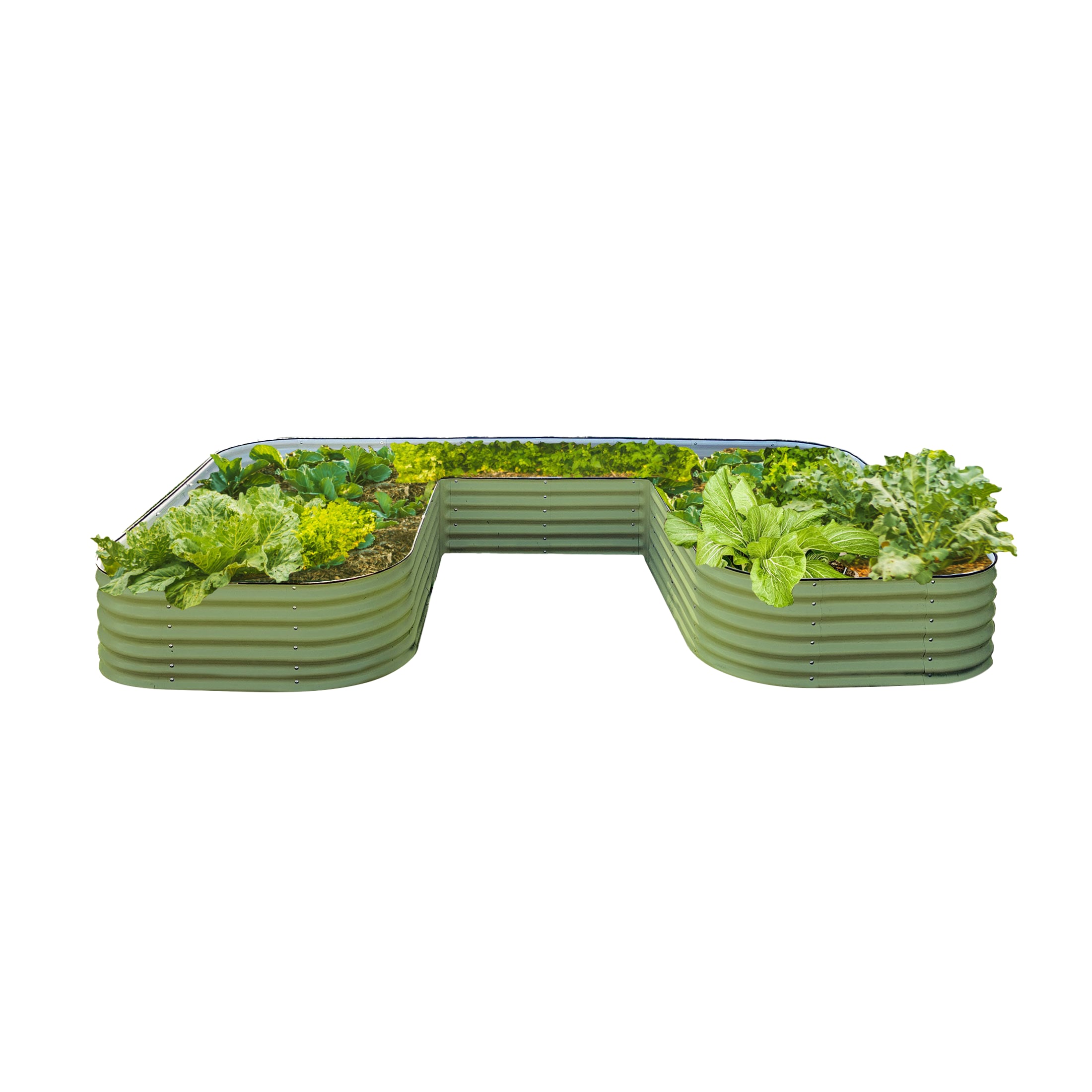 Vego Garden VBUJB17G 92-cu ft 84-in W x 138-in L x 17-in H Olive Green Galvanized Metal Raised Garden Bed