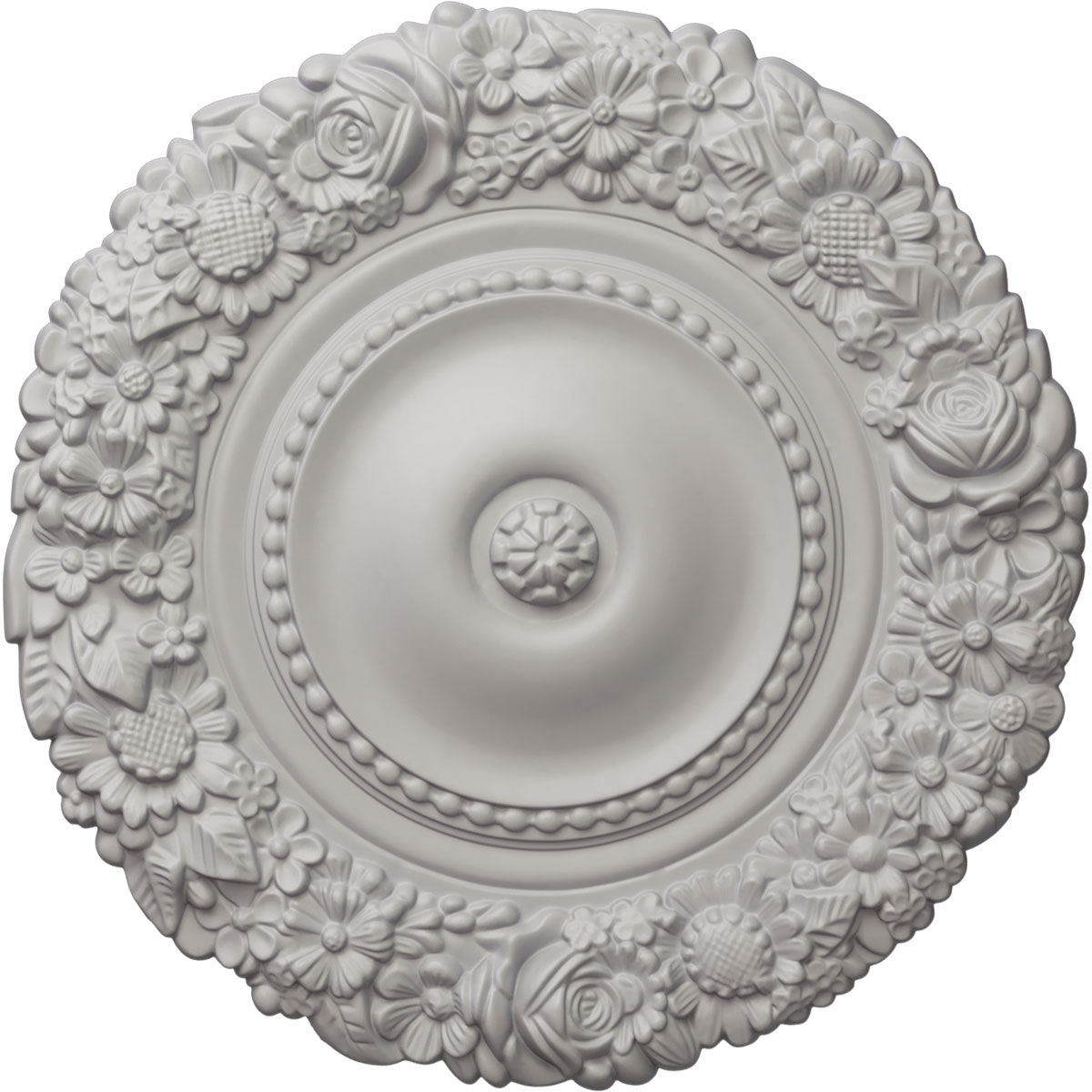 Ekena Millwork CM21MAUWF Marseille 21-in W x 21-in L Painted Ultra Pure White Polyurethane Whole Ceiling Medallion
