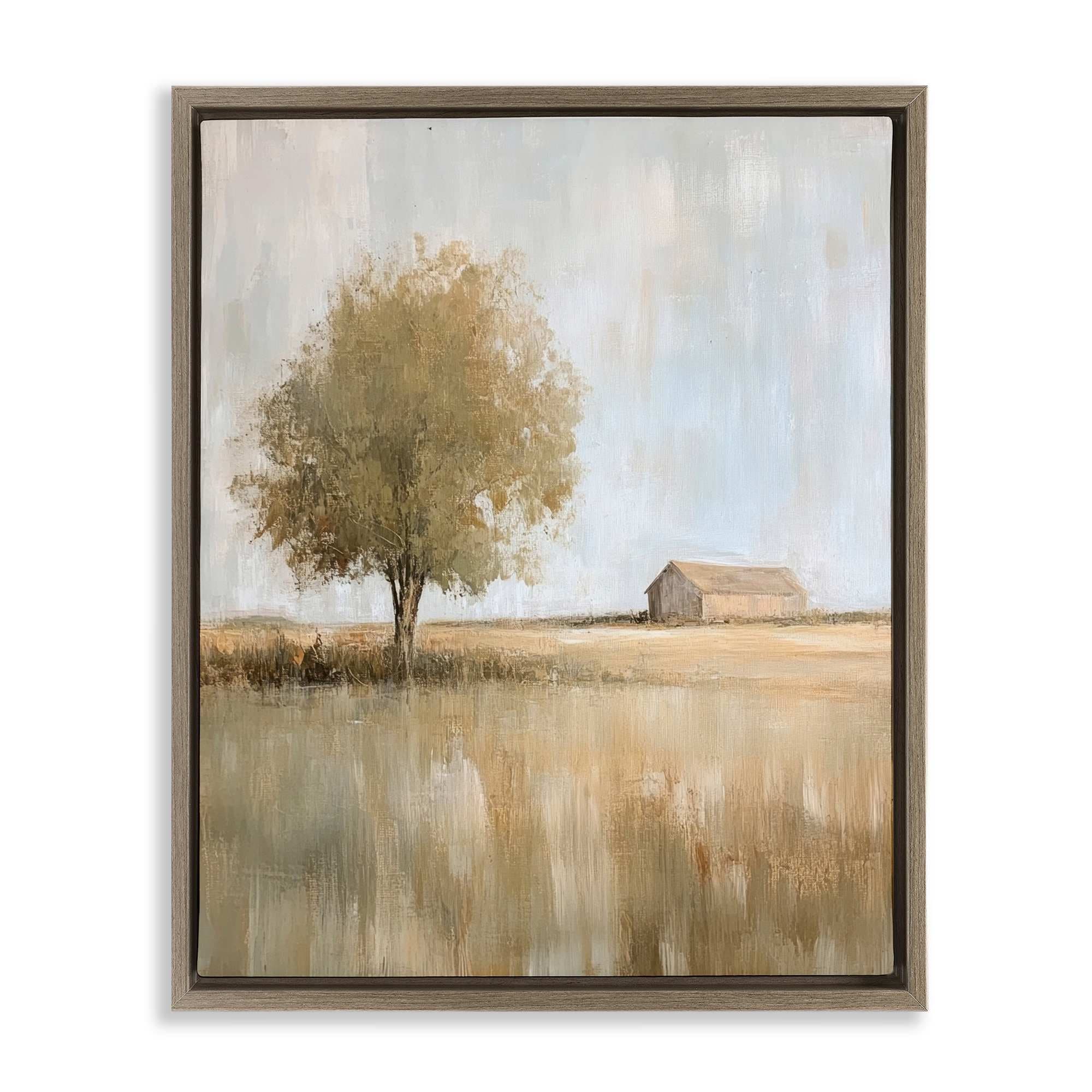 Stupell Industries BT-829-FFE-16X20 Distant Barn and Lone Tree Floating Frame design by Petal Prints Design