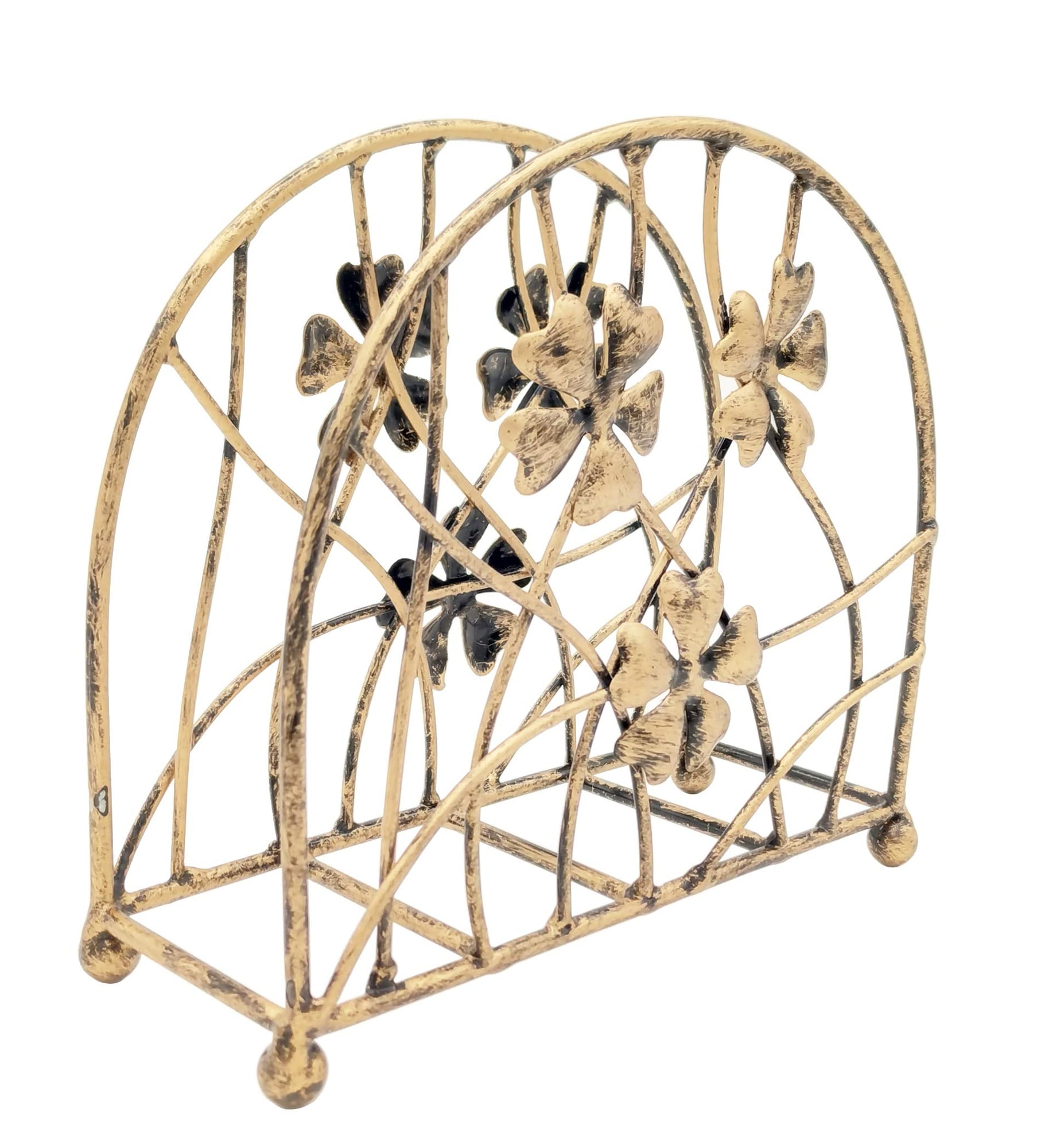 Aoibox  Antique Bronze Metal Floral Petals and Branches Freestanding Tabletop Napkin Holder 6W x 5 7H x 2 2D in