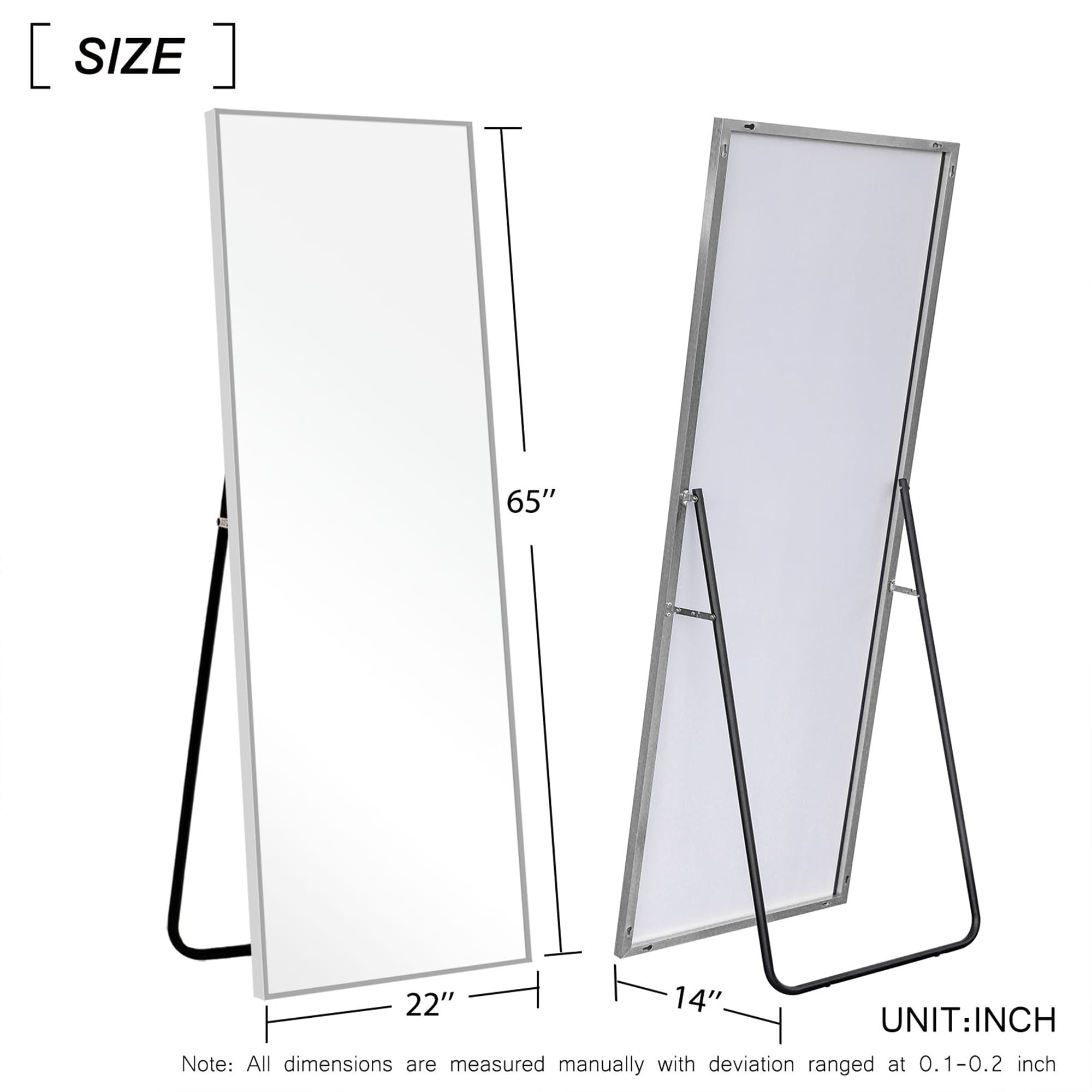 NeuType 21.26-in W x 64.17-in H Silver Framed Full Length Wall Mirror ...