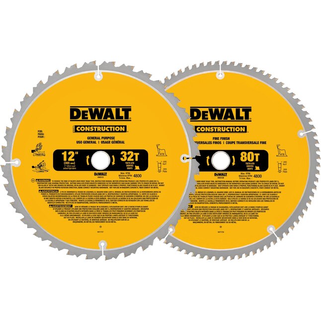 DEWALT Construction 2-Pack 12-in Set-Tooth Segmented Carbide Miter/Table Saw Blade Set DEWALT Construction 2-Pack 12-in Set-Tooth Segmented Carbide Miter/Table Saw Blade Set