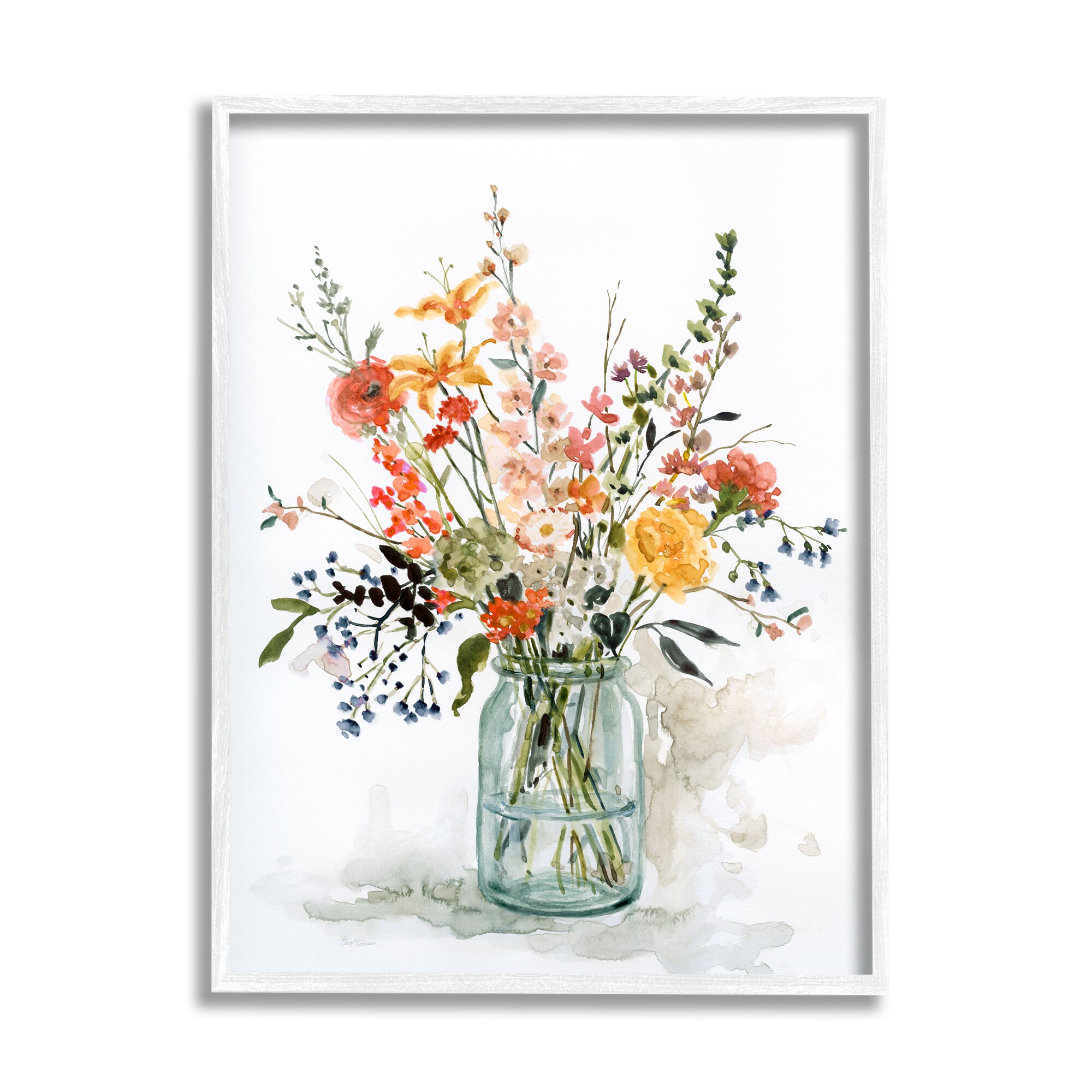 Stupell Industries Blooming White Floral Display On Glam Designer