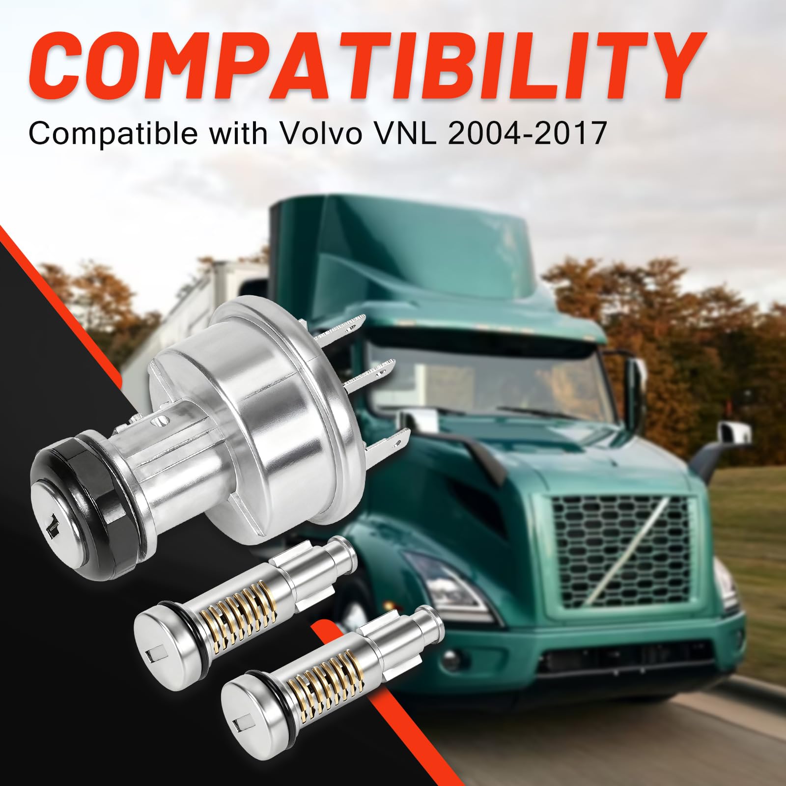 Adrinfly Vehicle Lock Cylinder Kit for Volvo VNL 2004 to 2017 Includes ...