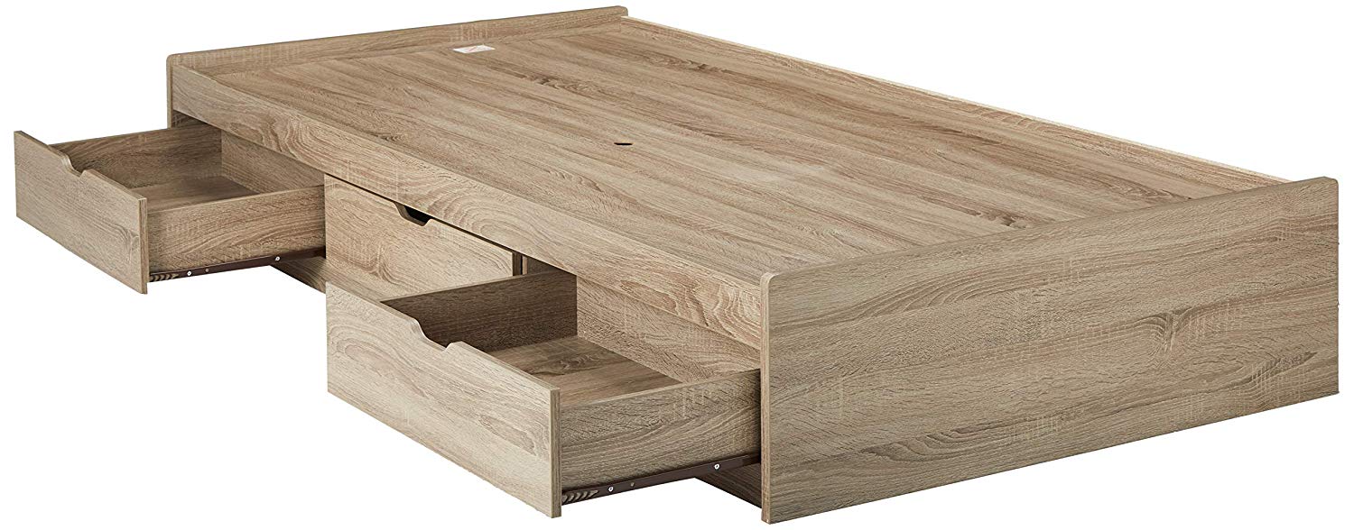 Benzara Brown Twin Wood Bed Frame With Storage At Lowes.com