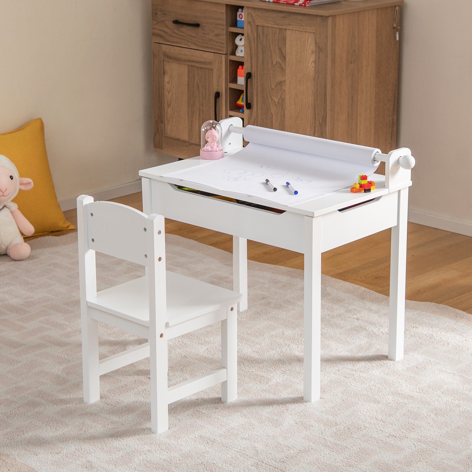 Slickblue Childrens Activity Desk - Grey/White Rectangular Kids Play ...
