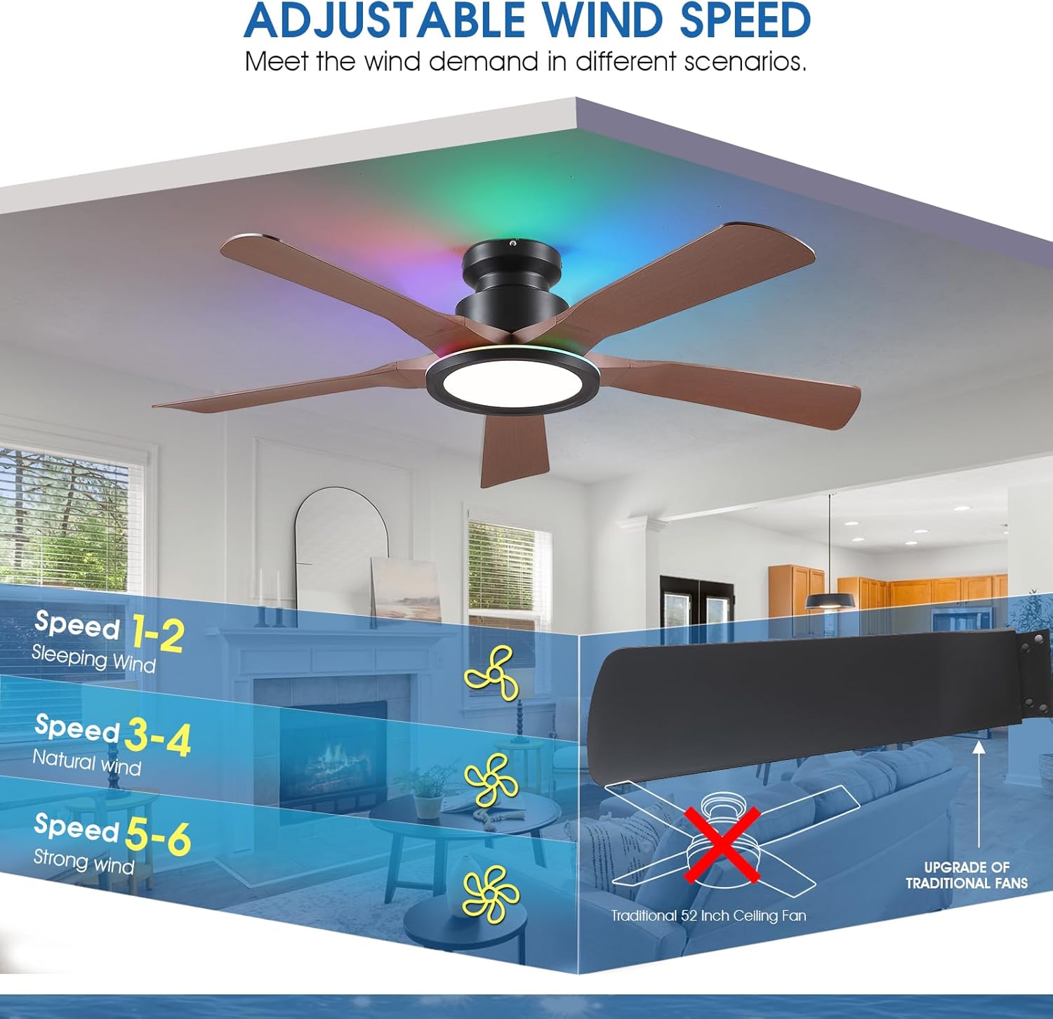 Gleam Flare GF-1428-52BR Ceiling-Fans - View #4