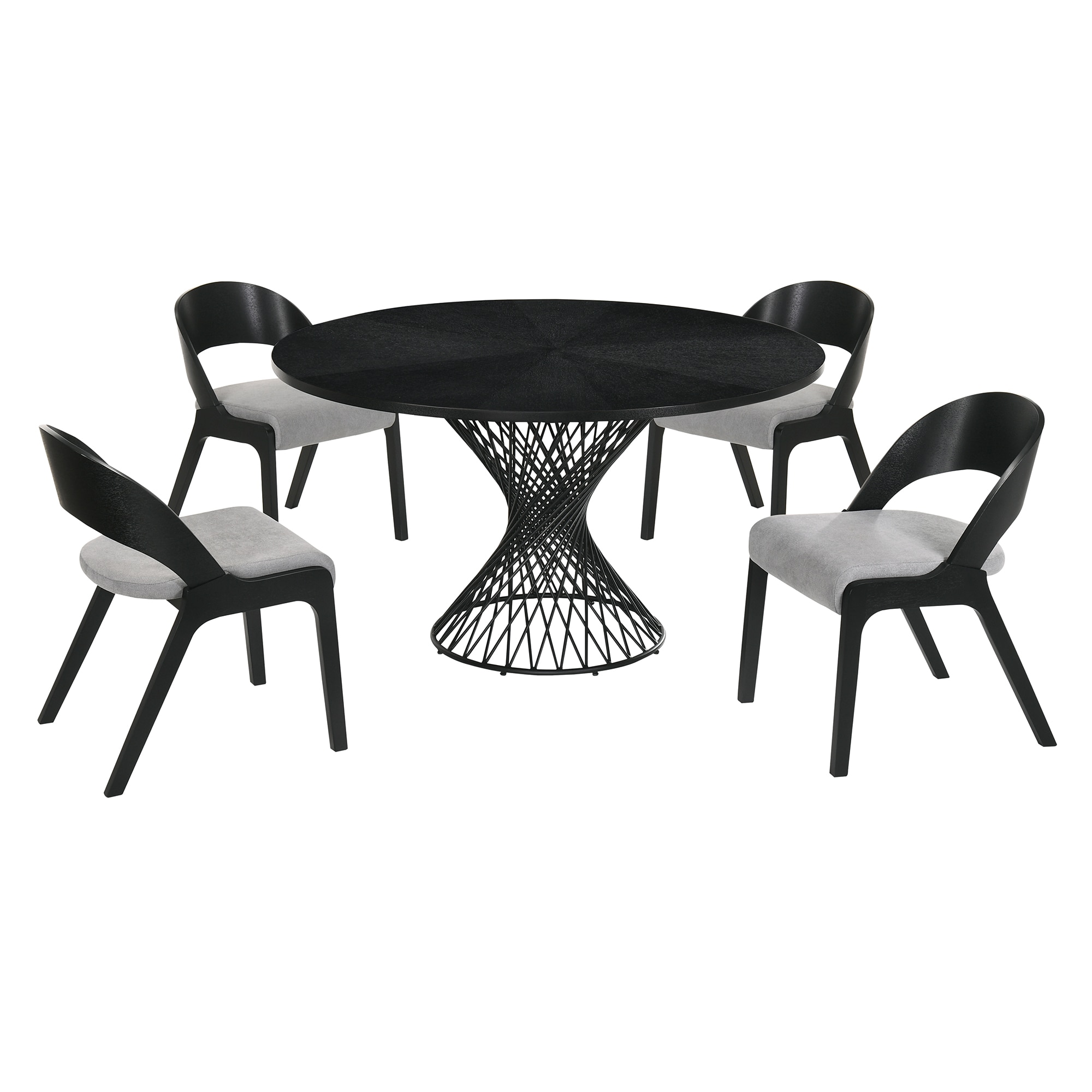 Armen Living SETCQDIBLK5C Cirque Black/gray Contemporary/Modern Dining Room Set with Round Table ( Seats 6 )