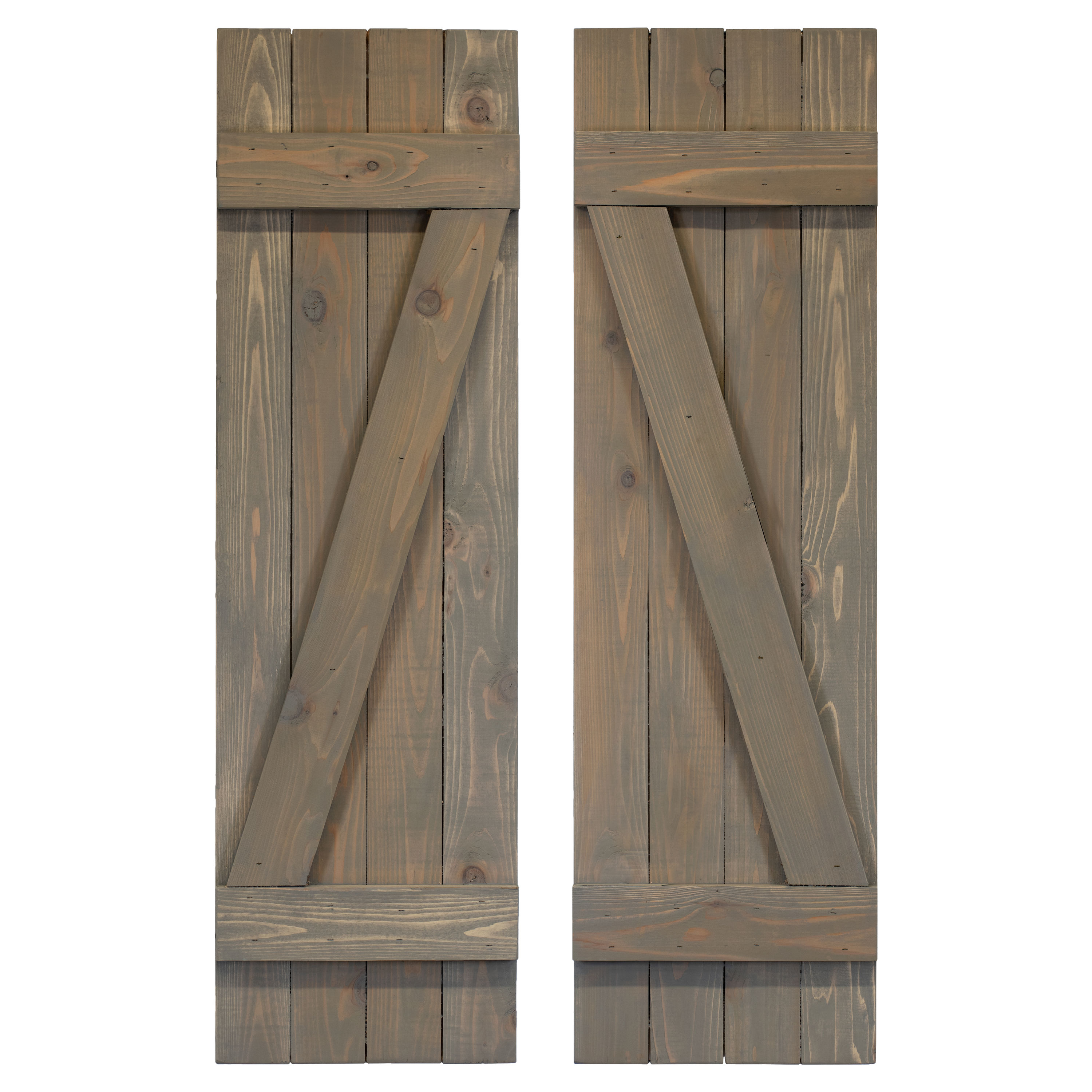 Dogberry WZBAR1442GRAYDOUB 14-in W x 42-in H Stone Gray Board and batten Z-bar Wood Exterior Shutters ( 1 -Pack )