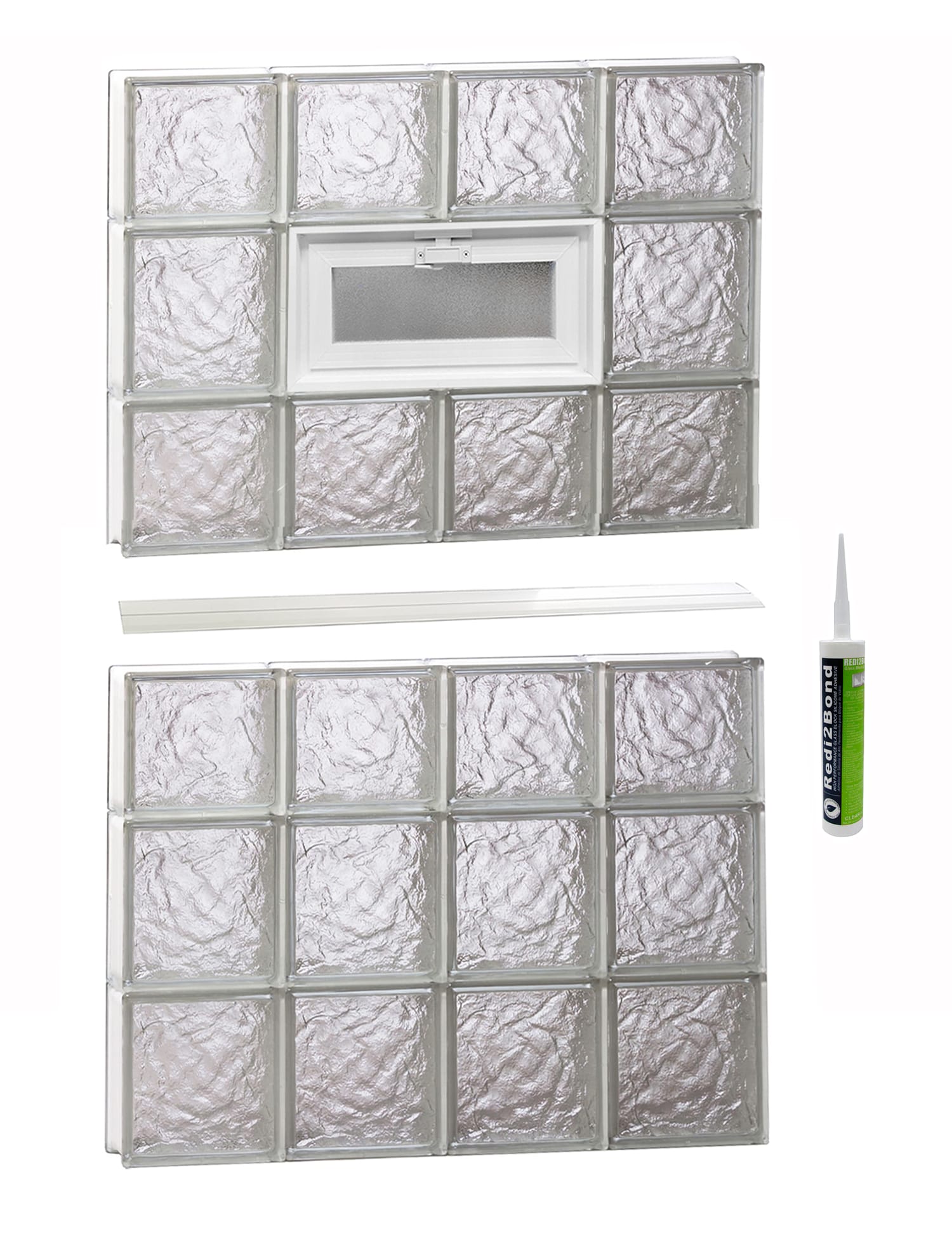 REDI2SET V3242IS Ice Glass 31-in x 40-1/2-in Frameless Replacement Vented Glass Block Window