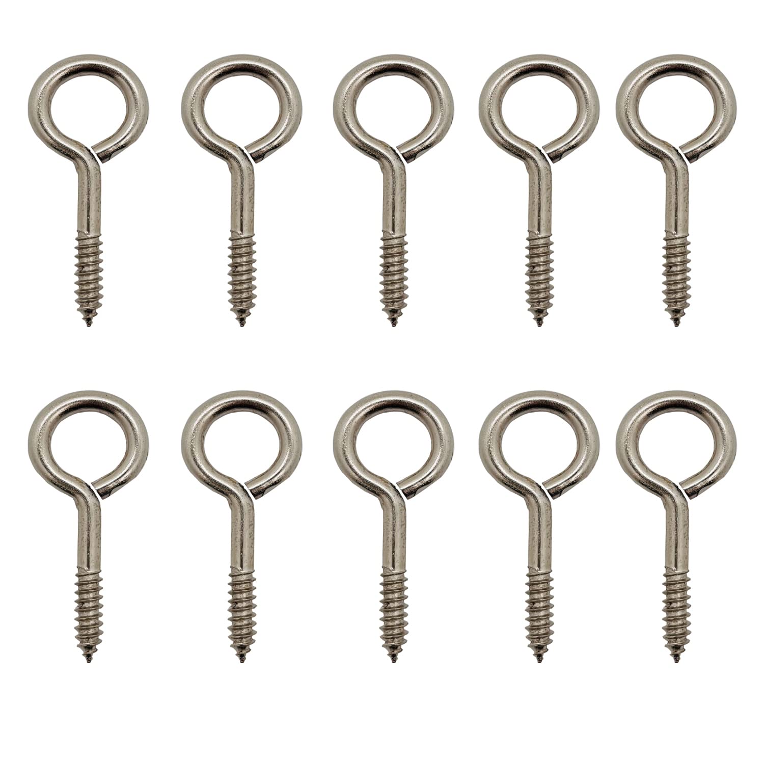 UUDULY  Screw Eyes 2 Inch Metal Eye Hook Zinc Plated Self Tapping Screw Hooks Ring Eyelet Screws Silver 30 Pieces durable home and garden