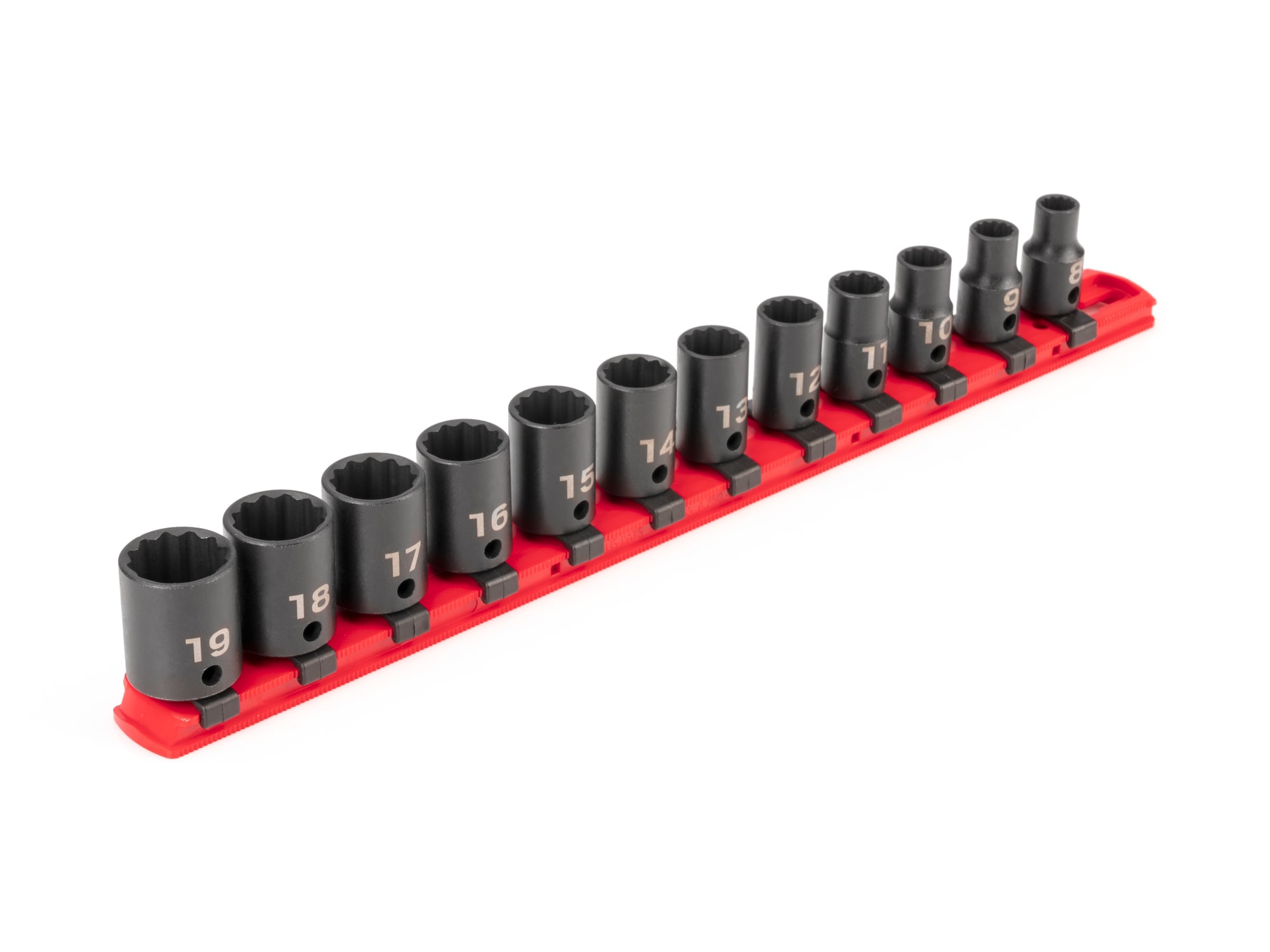 TEKTON 12-pc 3/8 in Dr Impact Socket Set (8-19 mm) 6p Rail in the