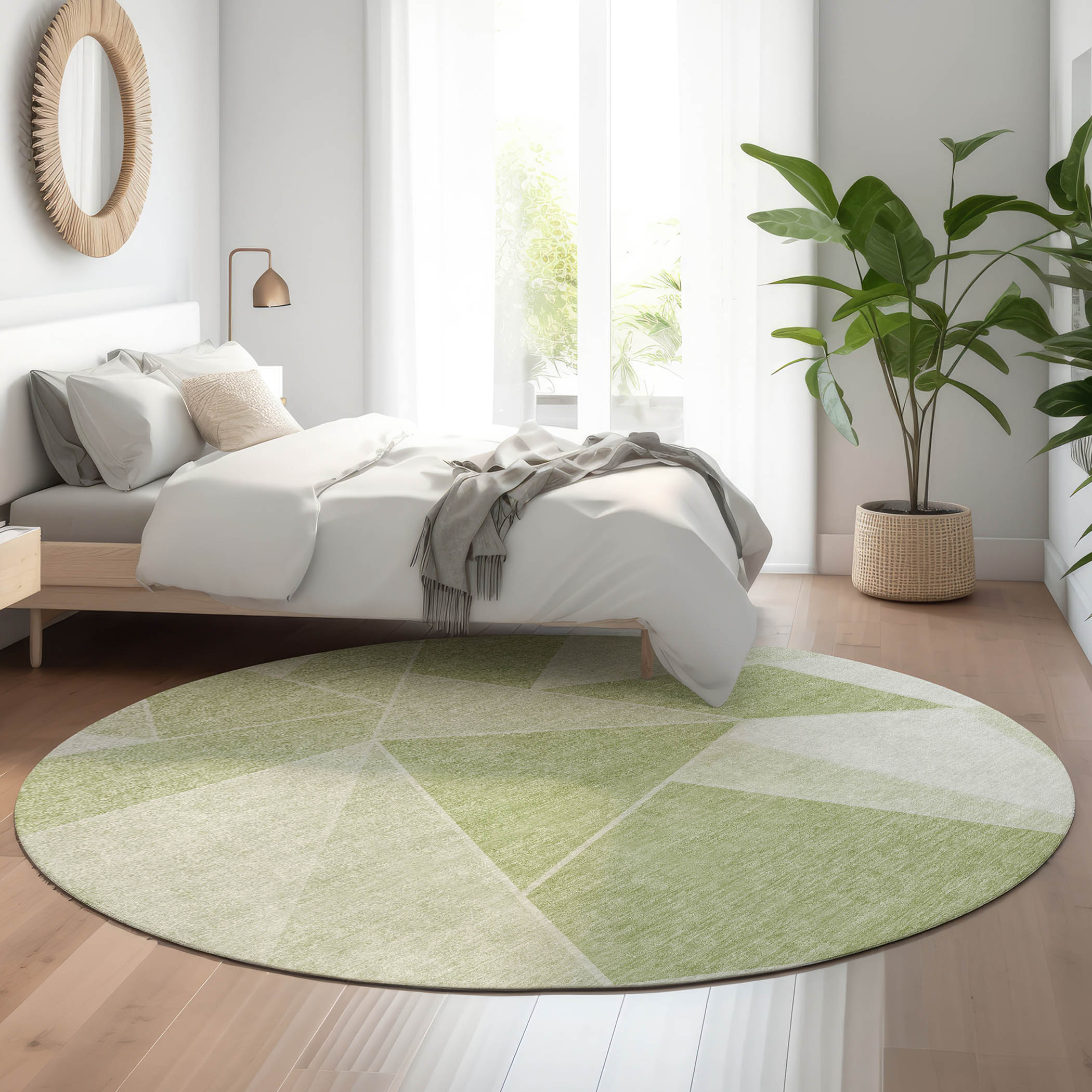 Addison Rugs AMF636AL8RO Mayfield AMF636AL 8 x 8 (ft) Loomed Polyester Aloe Round Indoor Geometric Machine washable Area rug
