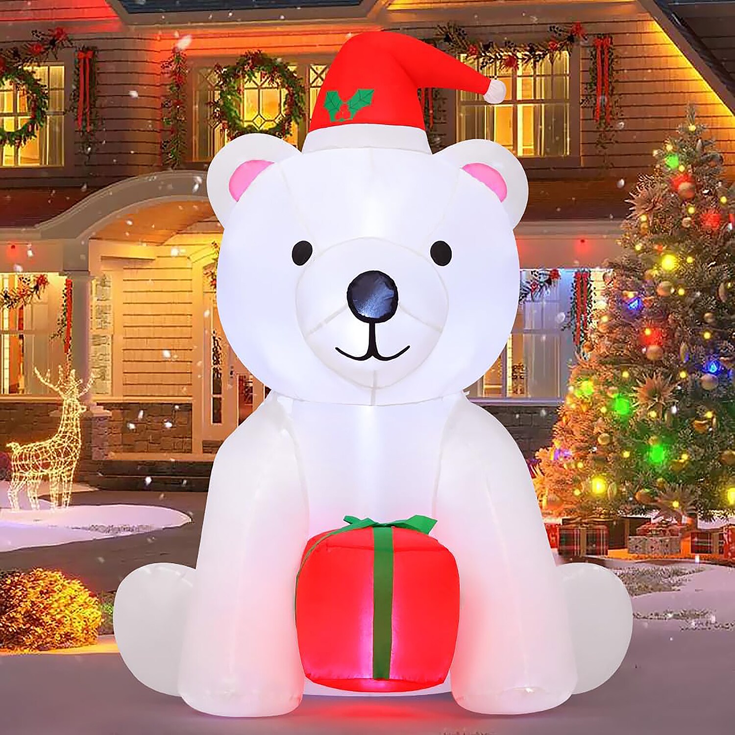 Inflatable Polar Bear With Fishing Pole 5ft Outdoor Christmas Holiday  Decoration for sale online