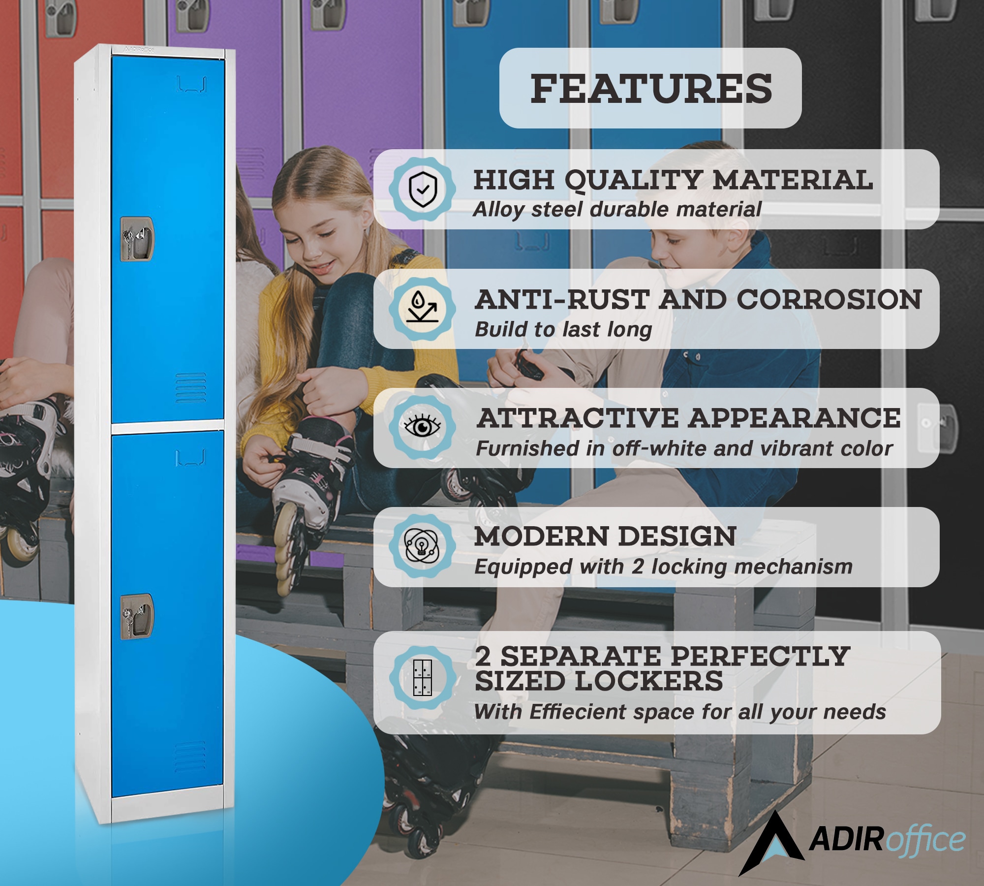 AdirOffice 629-202-BLU-2PK Storage-Lockers - View #4