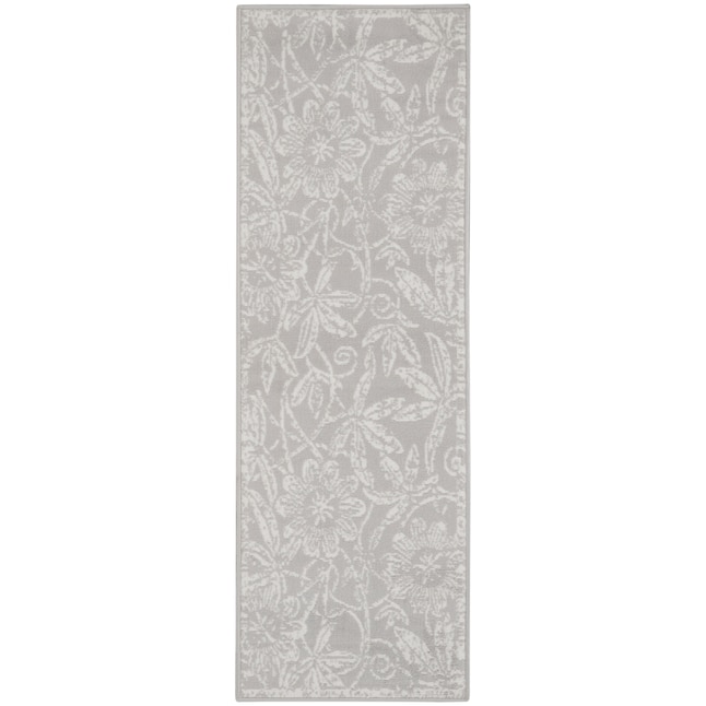 Nourison Whimsicle 2 X 6 (ft) Grey Indoor Floral/Botanical Runner Rug ...