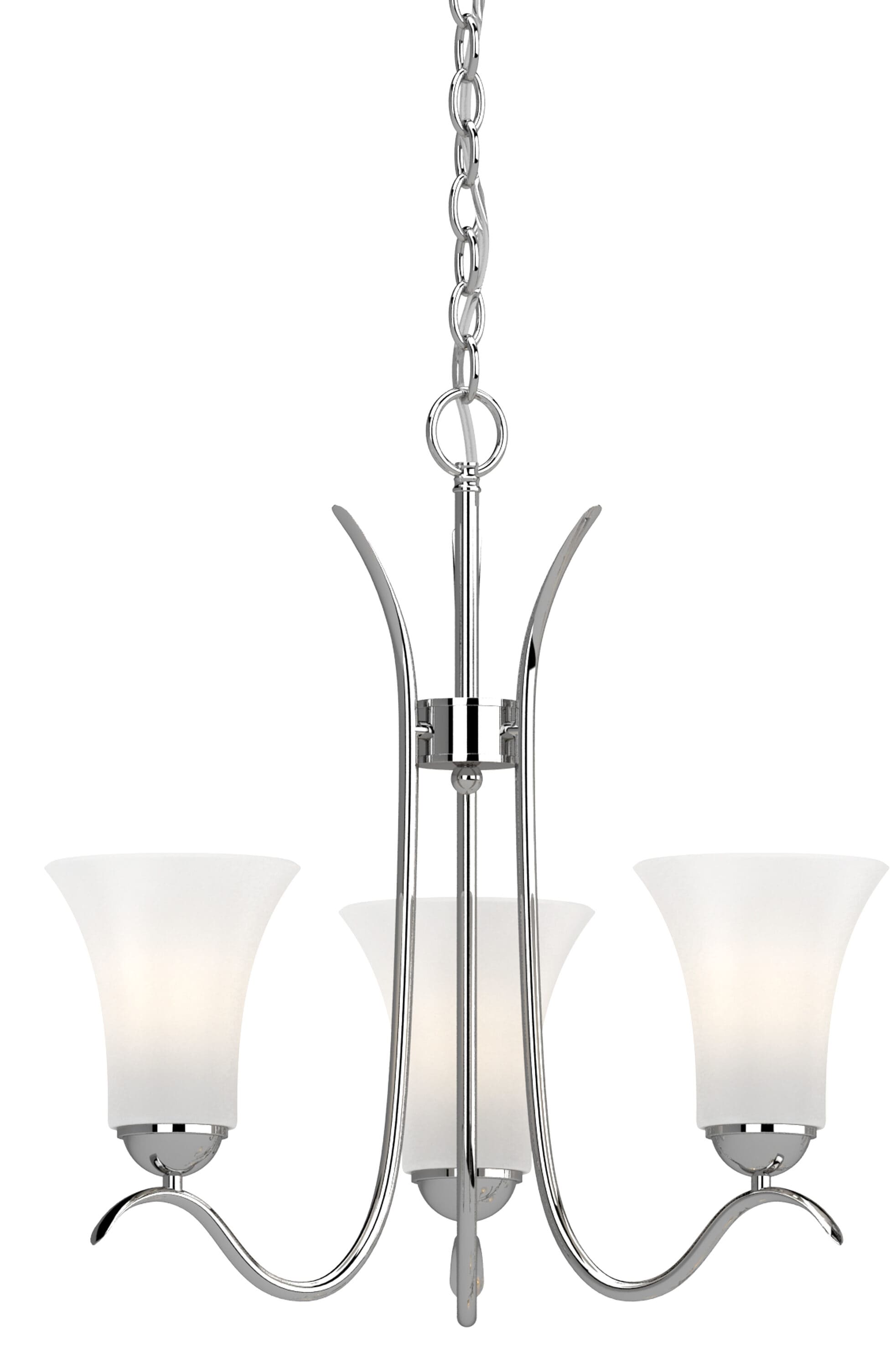 Mini Transitional Polished Nickel 18" Chandelier with Frosted Glass