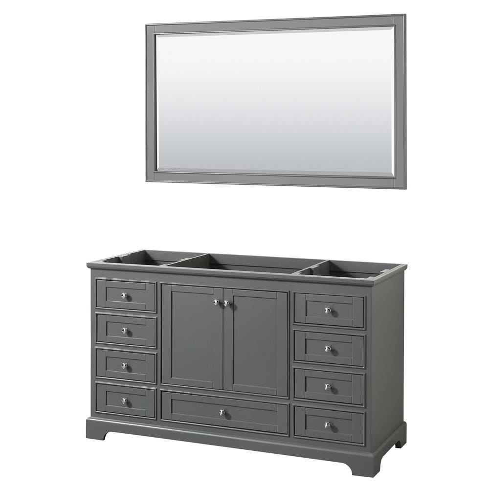 Wyndham Collection WCS202060SKGCXSXXM58 Deborah 60-in Dark Gray with Polished Chrome Trim Bathroom Vanity Base Cabinet without Top (Mirror Included)