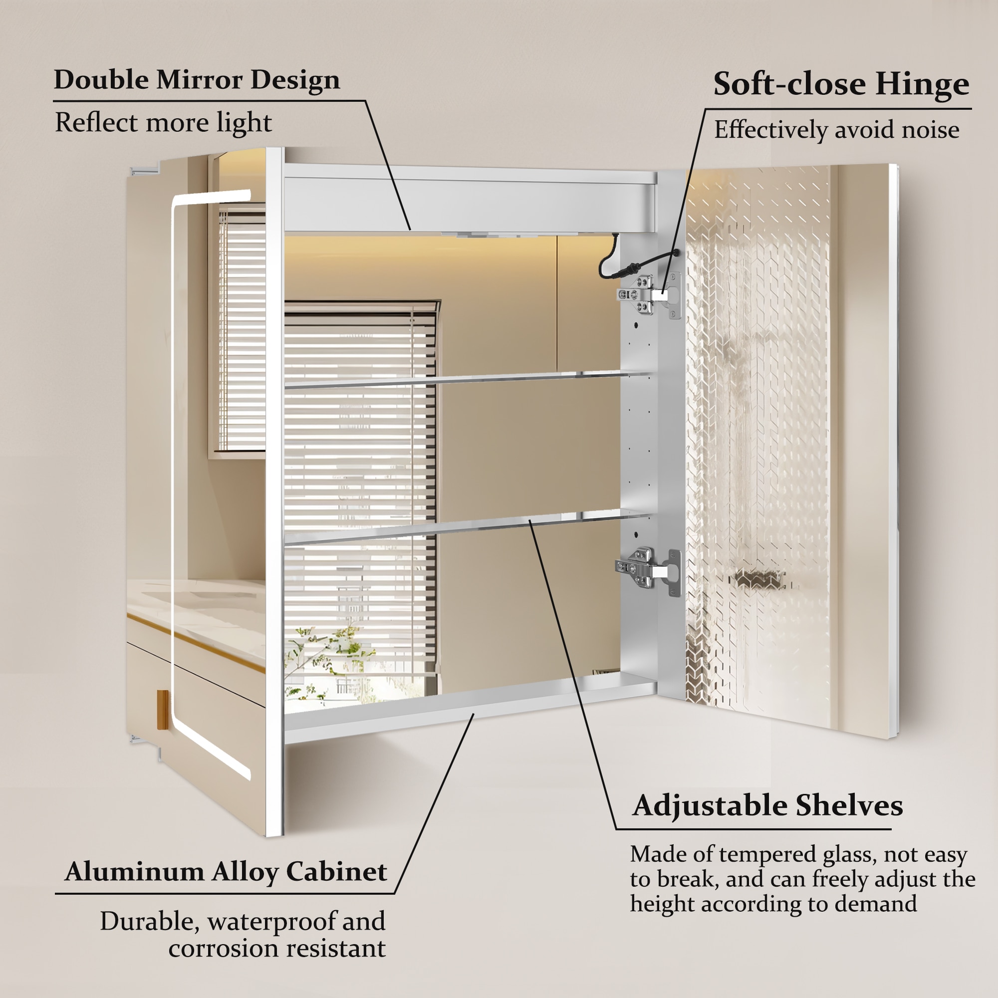 JEAREY JE-LDCWD-DG Bathroom-Medicine-Cabinets - View #6