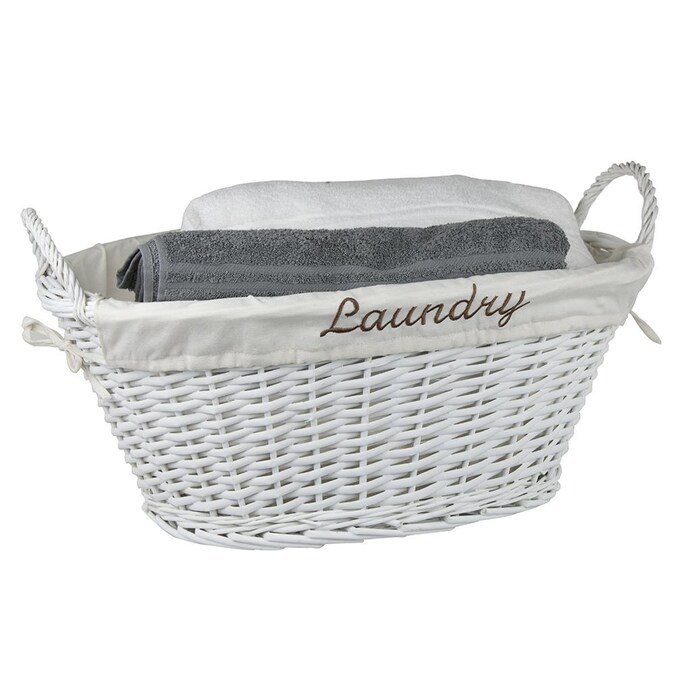 Set of 5 Rectangle Grey Wicker White Canvas Storage Laundry Baskets