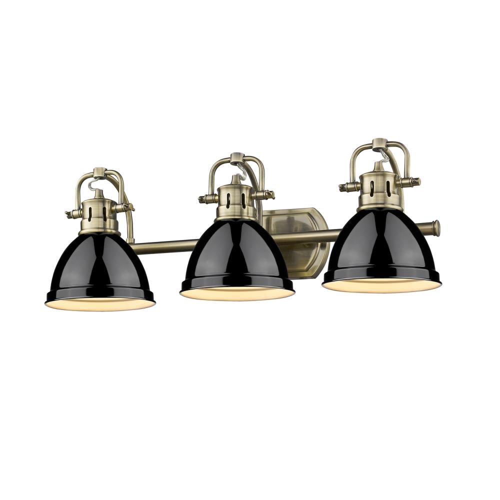 Golden Lighting 3602-BA3 AB-BK Duncan 24.5-in 3 -Light Brushed Brass Transitional Vanity light