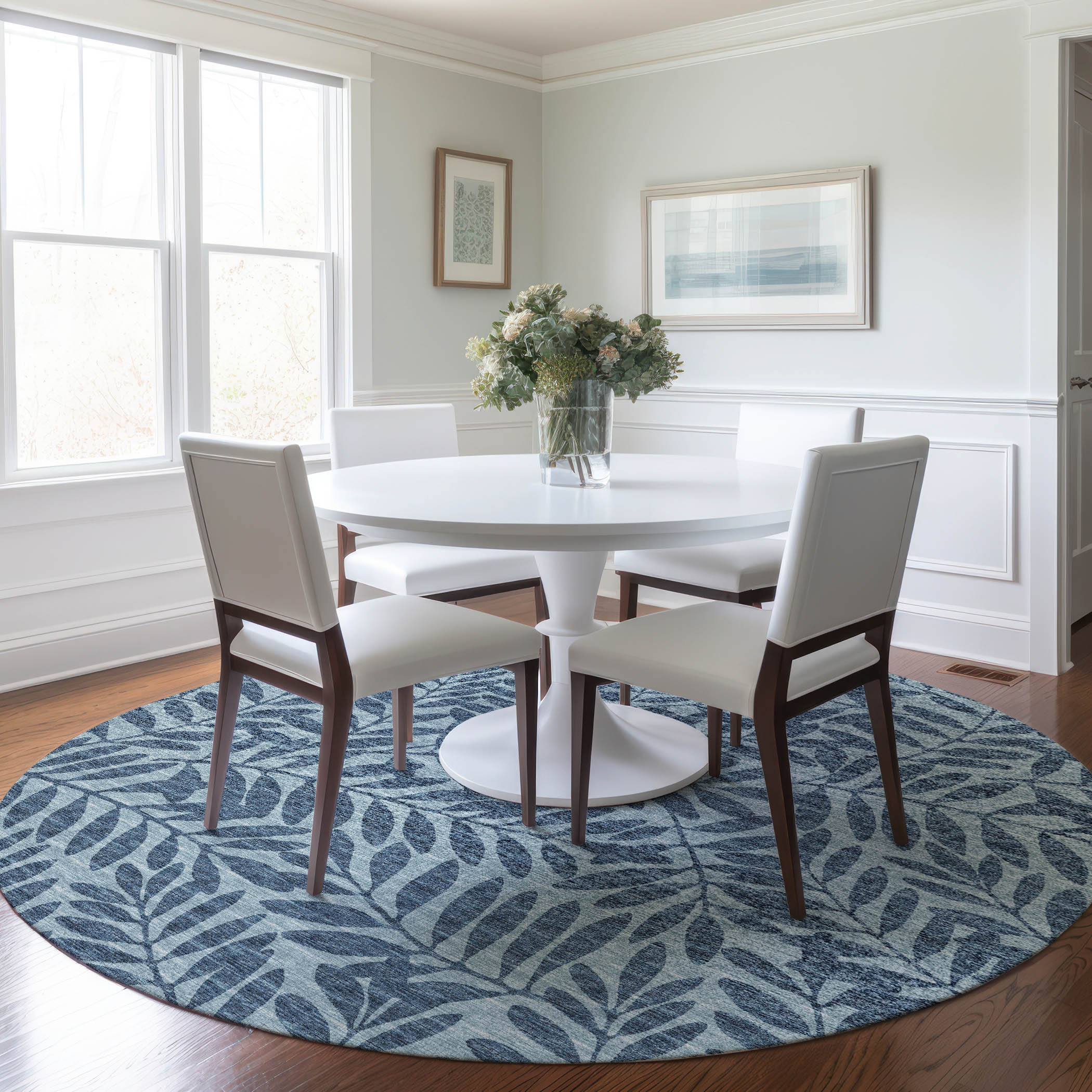 Addison Rugs AMF111BL8RO Mayfield AMF111BL 8 x 8 (ft) Loomed Polyester Blue Round Indoor Abstract Machine washable Area rug