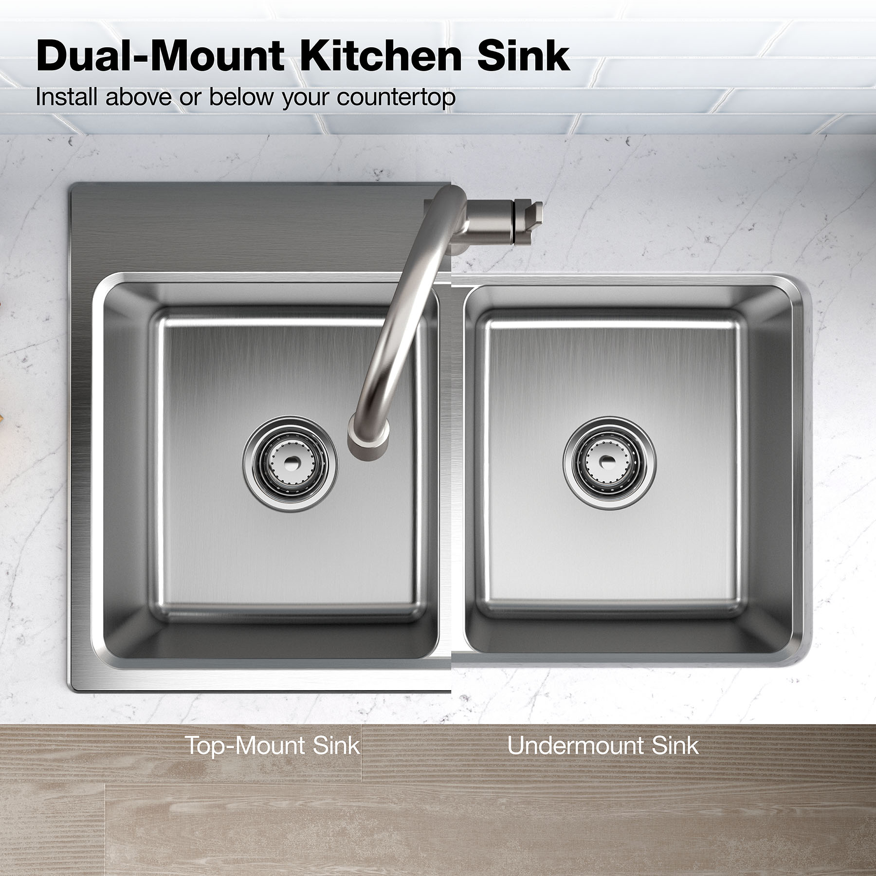 KOHLER Decree Dual-mount 33-in x 22-in Stainless Steel Double Equal Bowl  2-Hole Kitchen Sink in the Kitchen Sinks department at