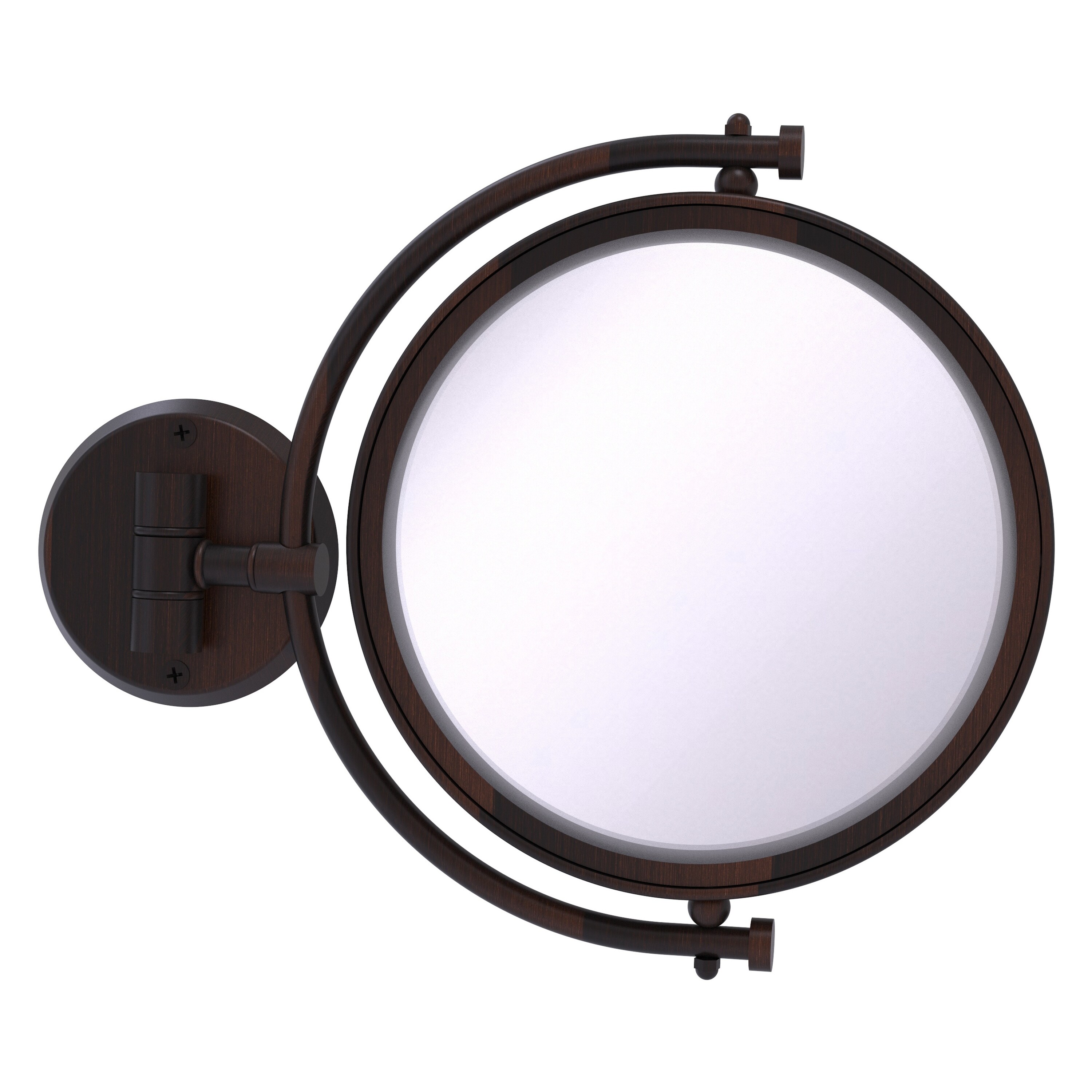 8-in x 10-in Distressed Bronze Double-sided 2X Magnifying Wall-mounted Vanity Mirror | - Allied Brass WM-4/2X-VB