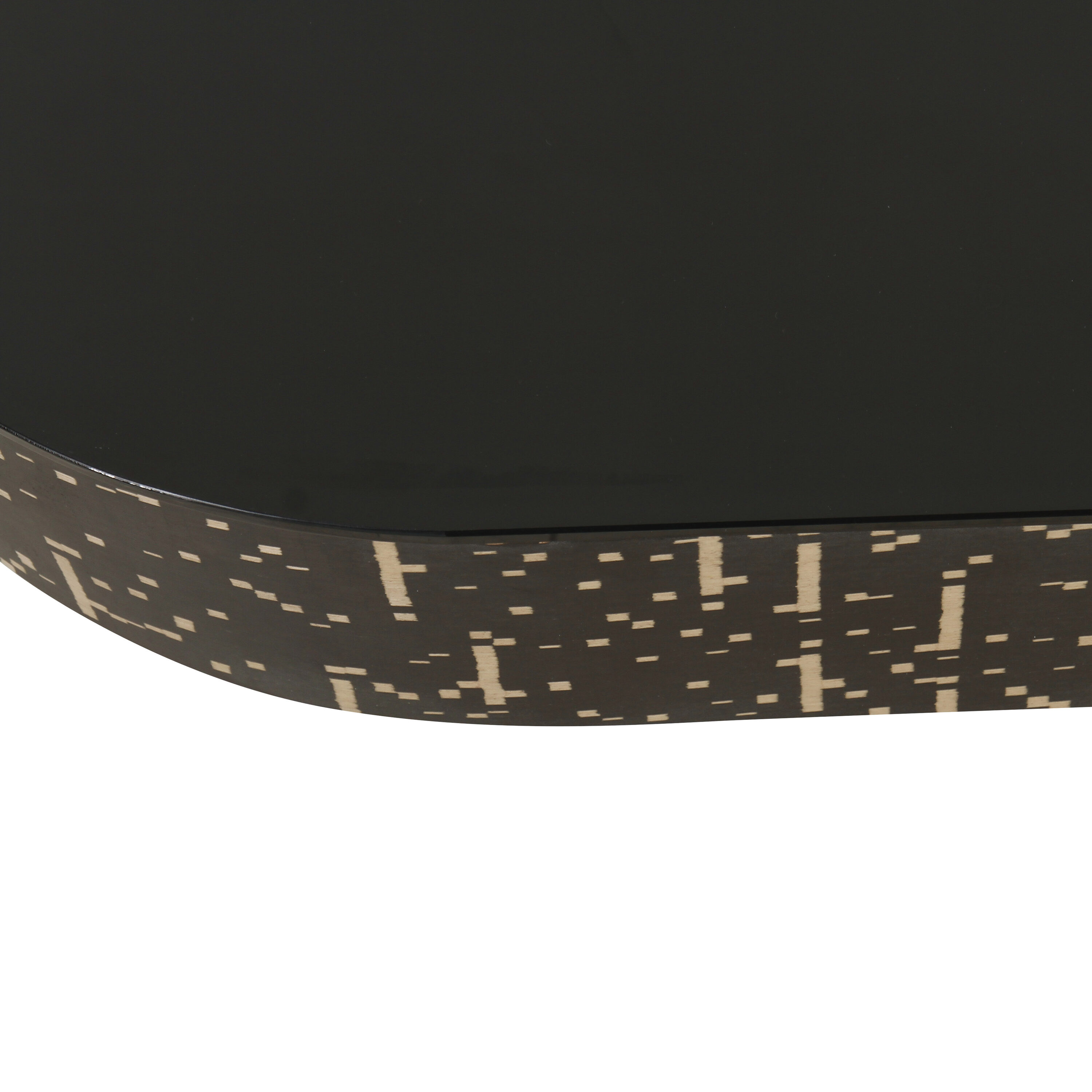 Faye Black Oval Glass and Wood Coffee Table