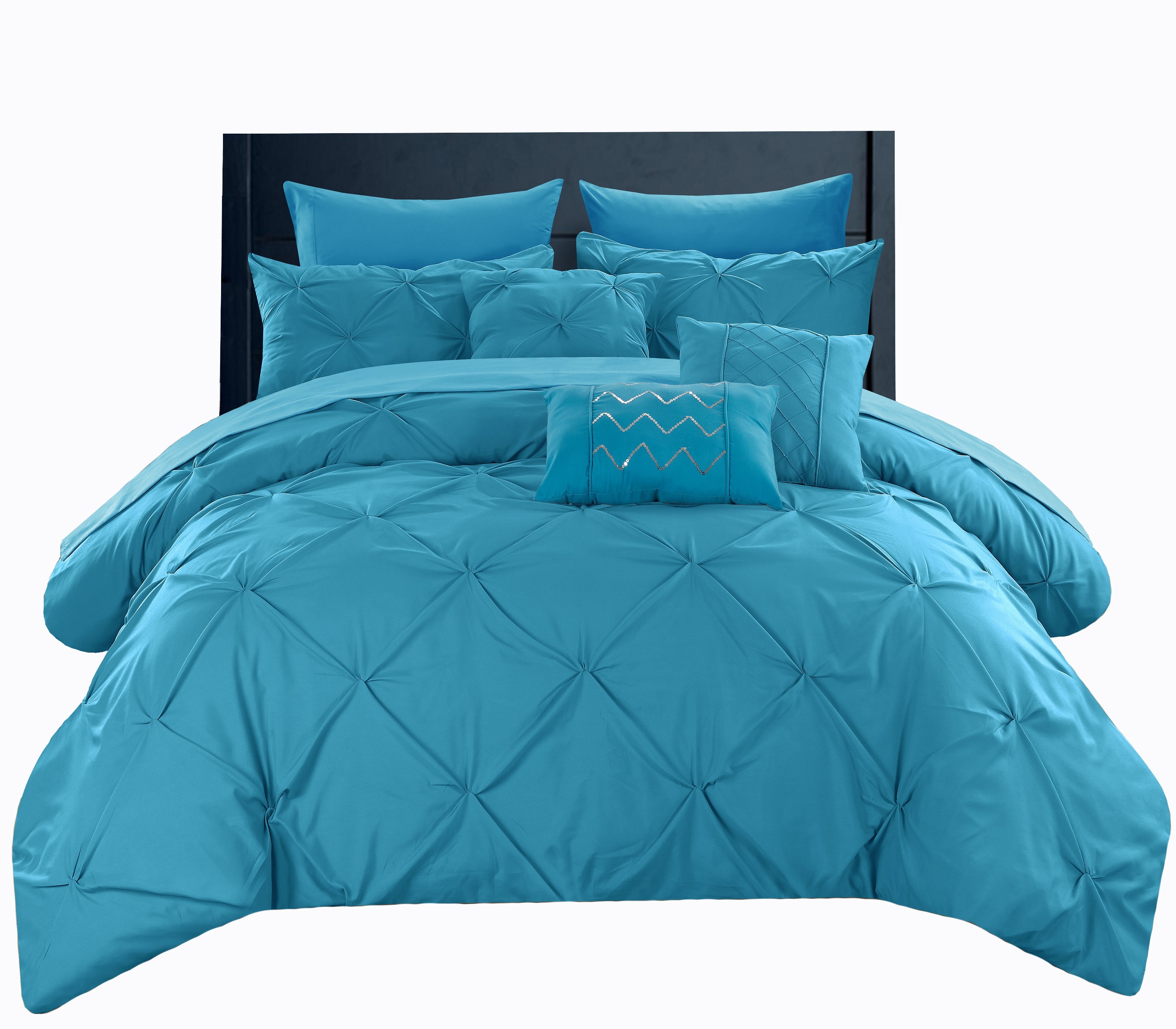 Chic Home Design Hannah 10-Piece Blue Queen Comforter Set in the Bedding  Sets department at