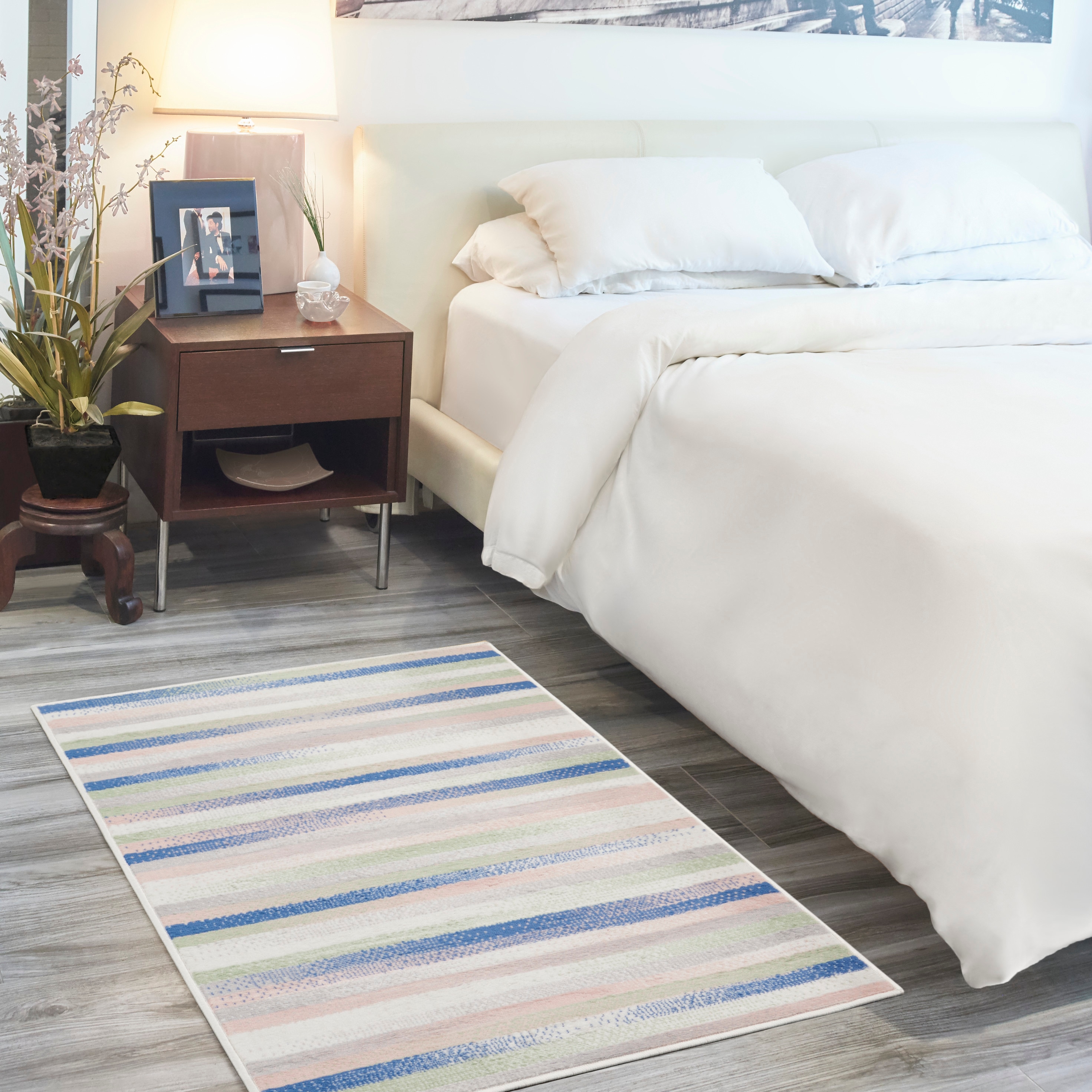 Nourison 99446833761 Whimsicle 3 x 5 (ft) Loomed Polypropylene Ivory Multicolor Rectangular Indoor Stripe Area rug