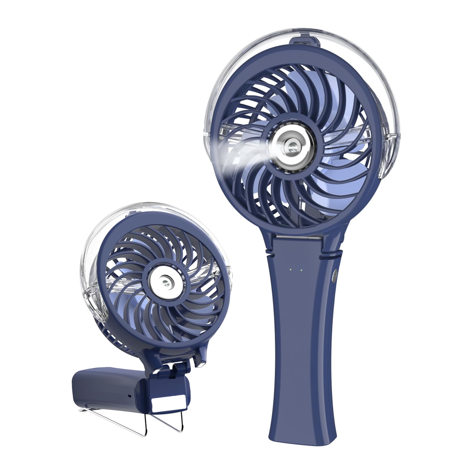 Misopily  Portable Handheld Misting Fan 34ml Water Tank 3 Speed Foldable Mini Cooling Fan with Metal Clip USB C Cable 1 Piece Royal Blue