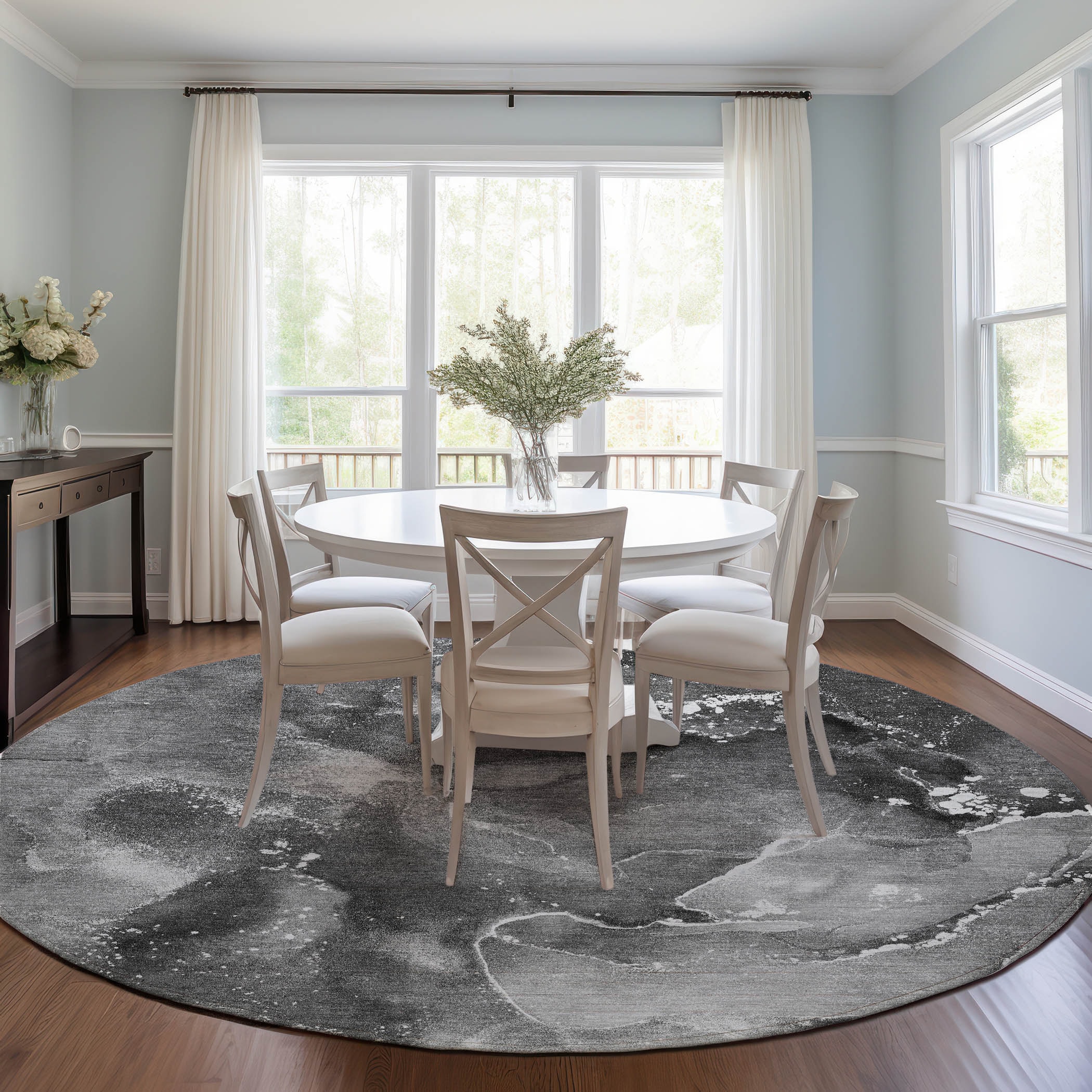 Addison Rugs ACN518GY8RO Chantille ACN518GY 8 x 8 (ft) Polyester Gray Round Indoor/Outdoor Abstract Machine washable Area rug