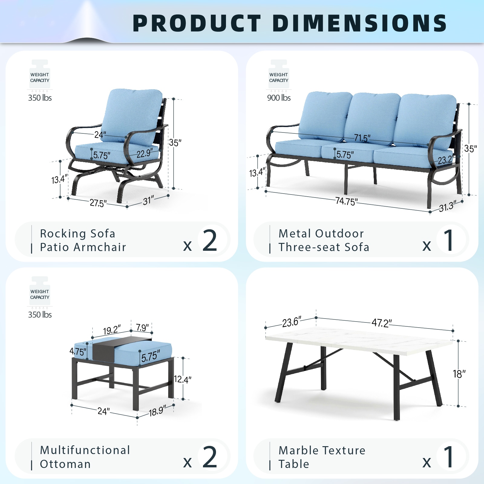 Sunshine Valley CP001-03-7-BL Patio-Conversation-Sets - View #9
