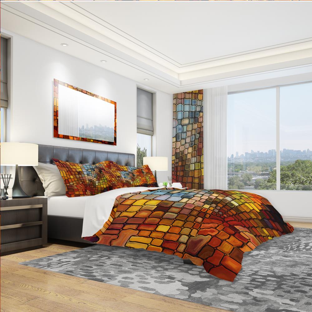 Designart BED6043-K 3 -Piece Red King Duvet cover Set